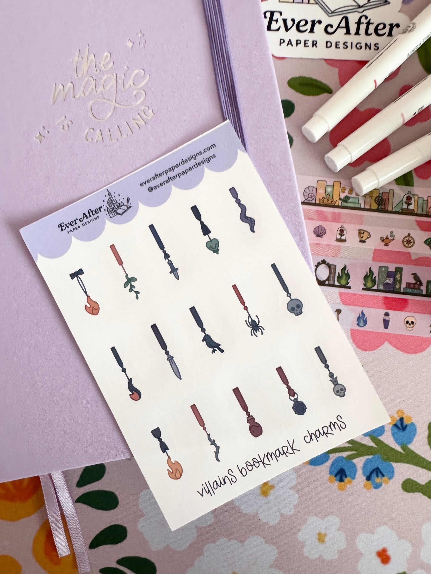 Villains Bookmark Charms Sticker Sheet