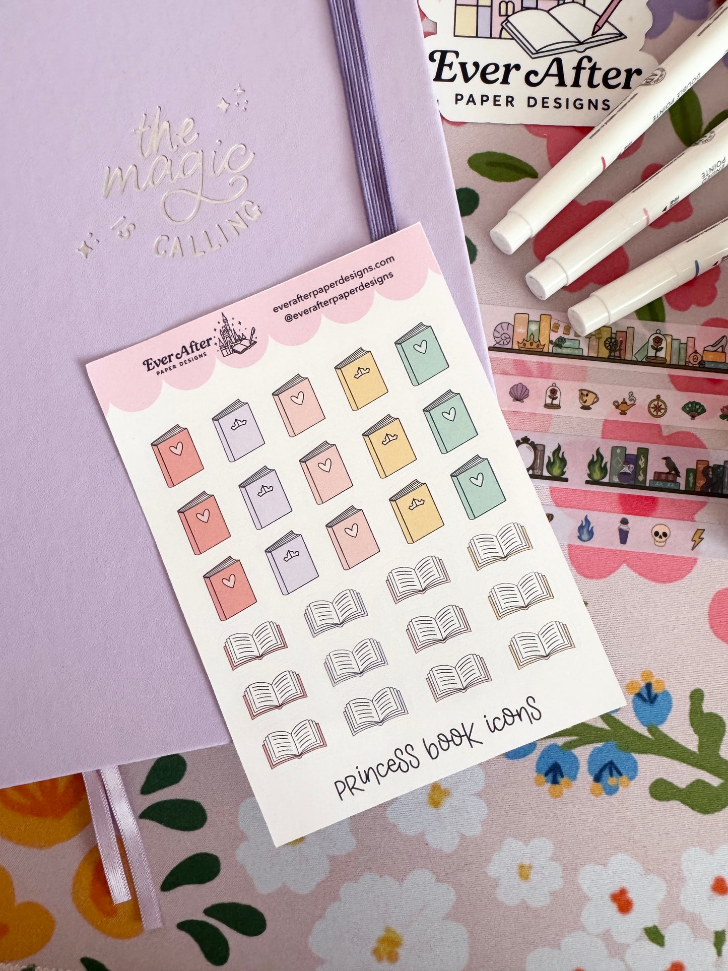 Princess Book Icons Sticker Sheet