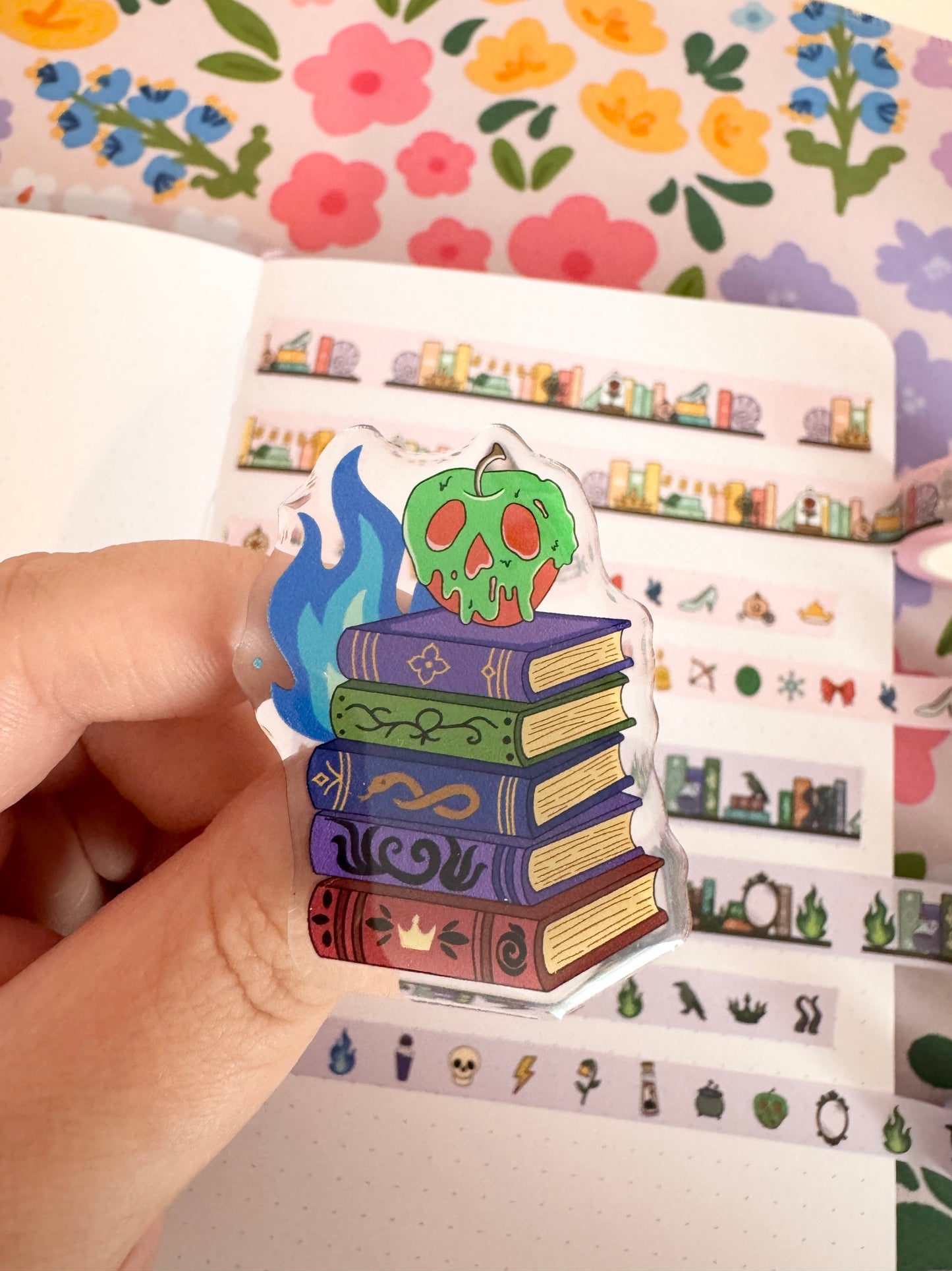 Villains Book Stack Acrylic Pin