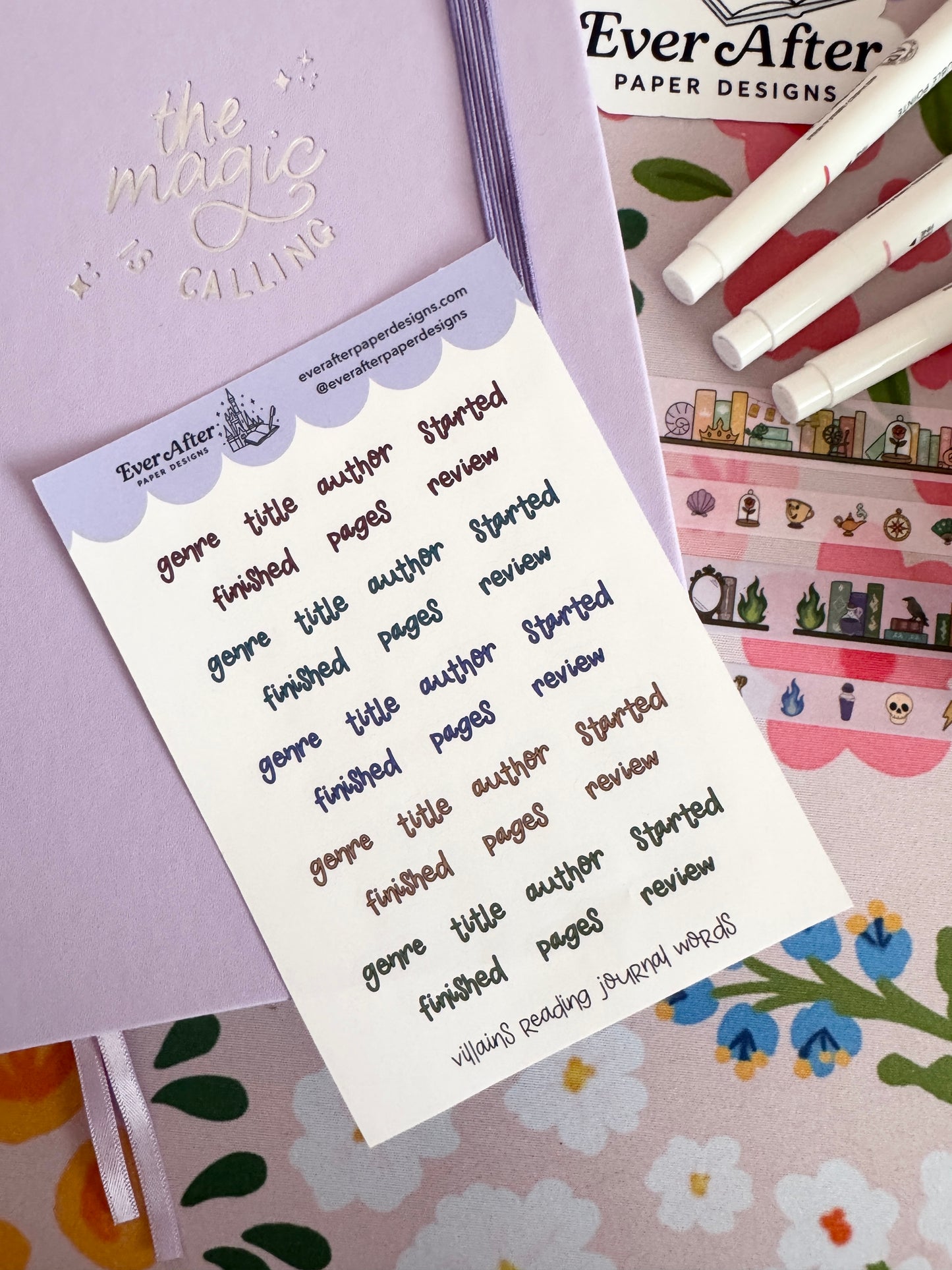 Villains Reading Journal Words Sticker Sheet