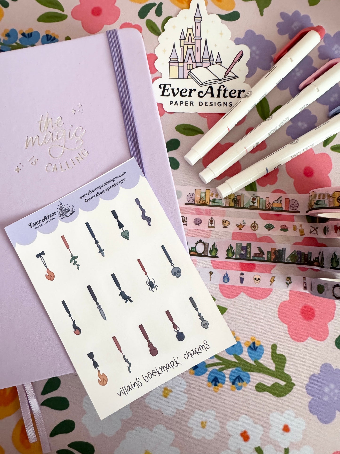 Villains Bookmark Charms Sticker Sheet
