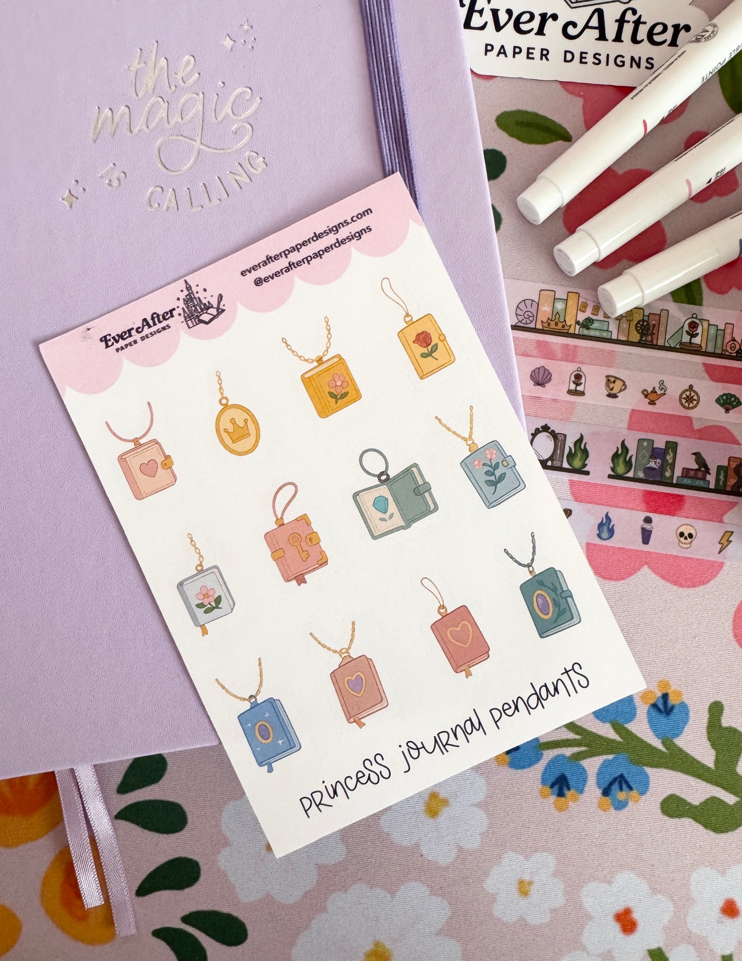 Princess Journal Pendants Sticker Sheet