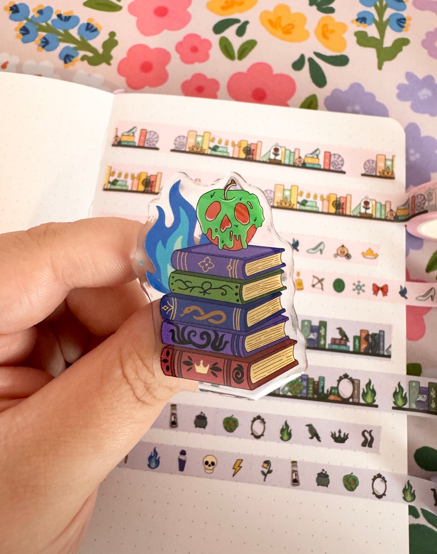 Villains Book Stack Acrylic Pin