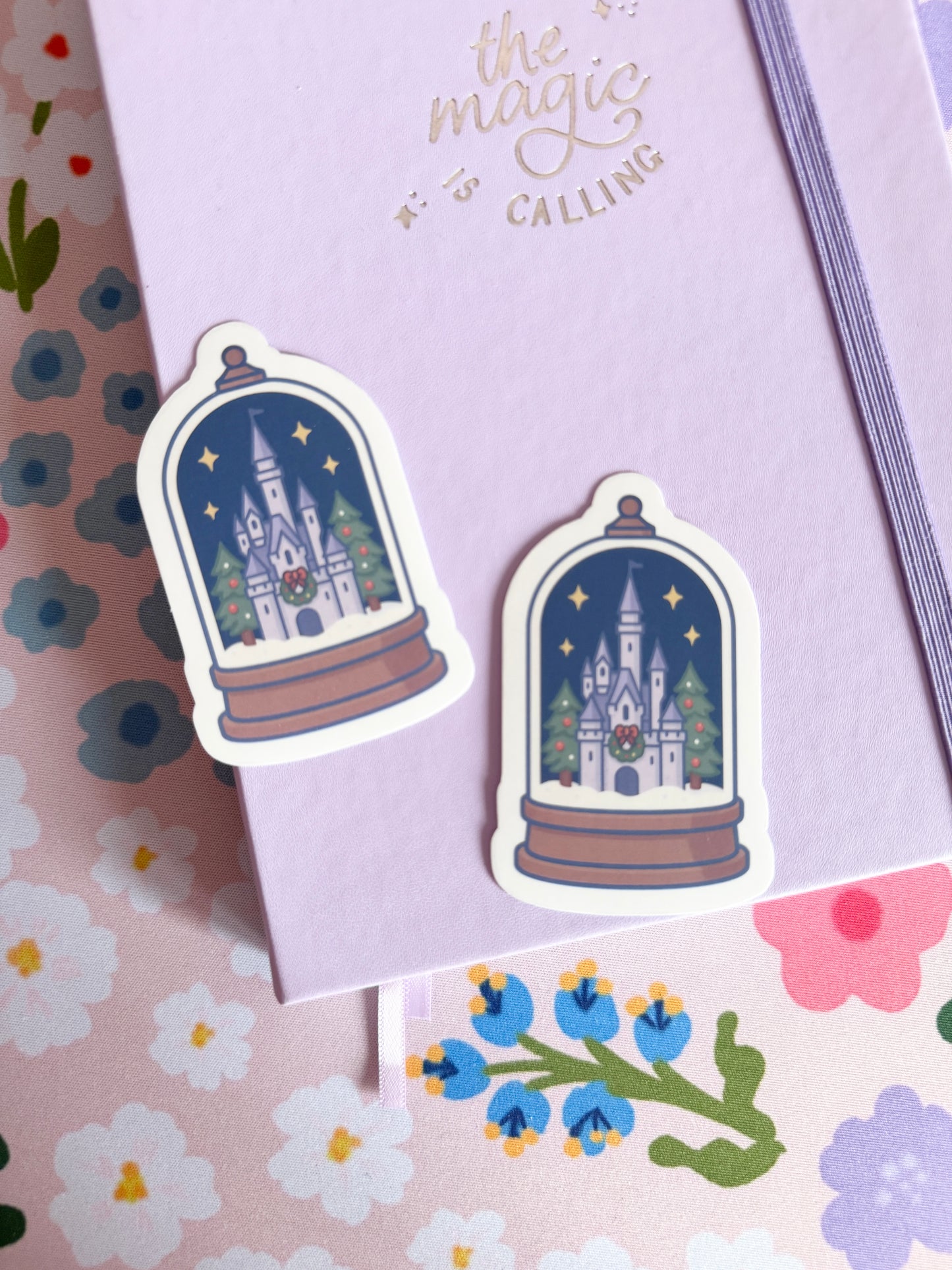 Magical Castle Christmas Snow Globes Clear Sticker