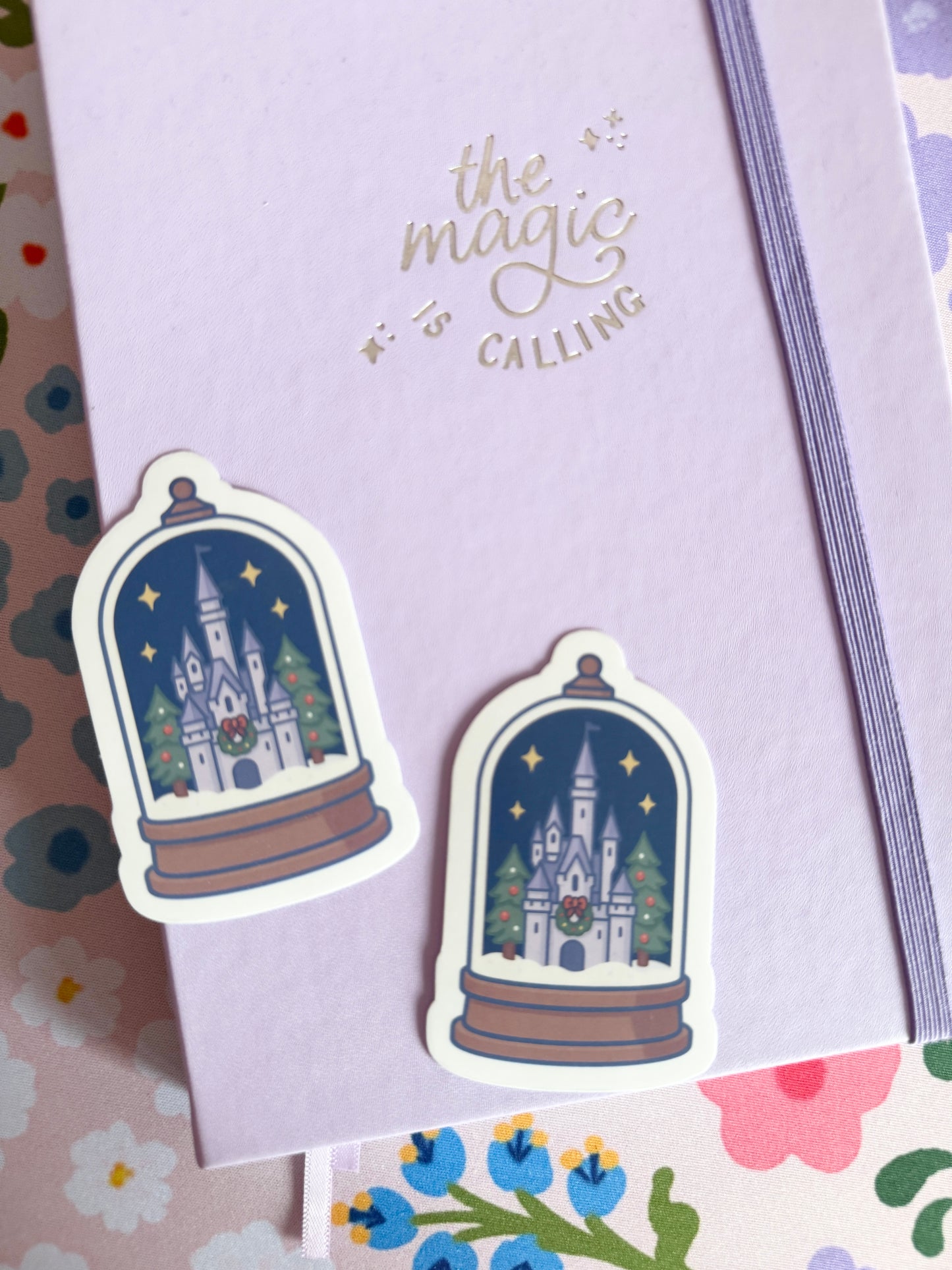 Magical Castle Christmas Snow Globes Clear Sticker