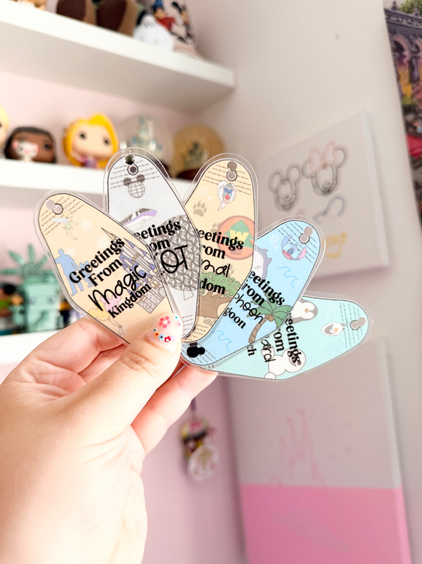 Greetings From Magical Parks Motel Keychains