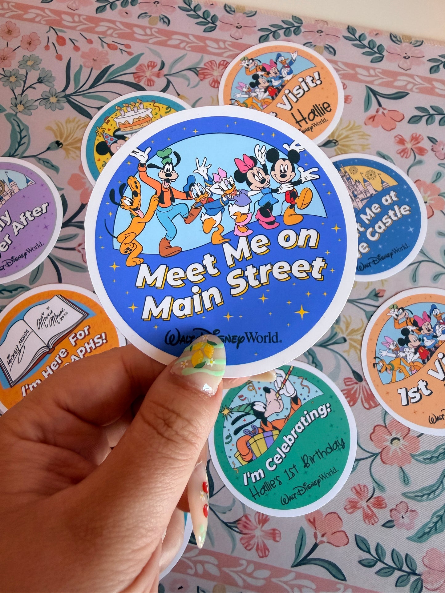 Meet Me On Main Street Button Badge Vinyl Sticker