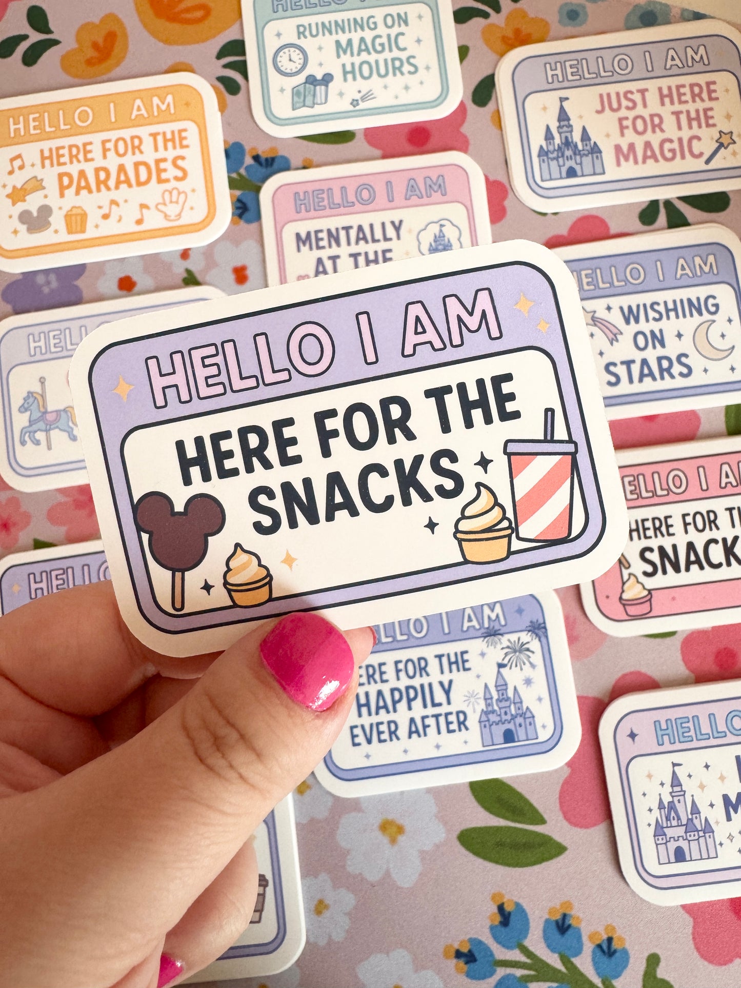 Hello I Am Here For The Snacks Lilac Vinyl Sticker