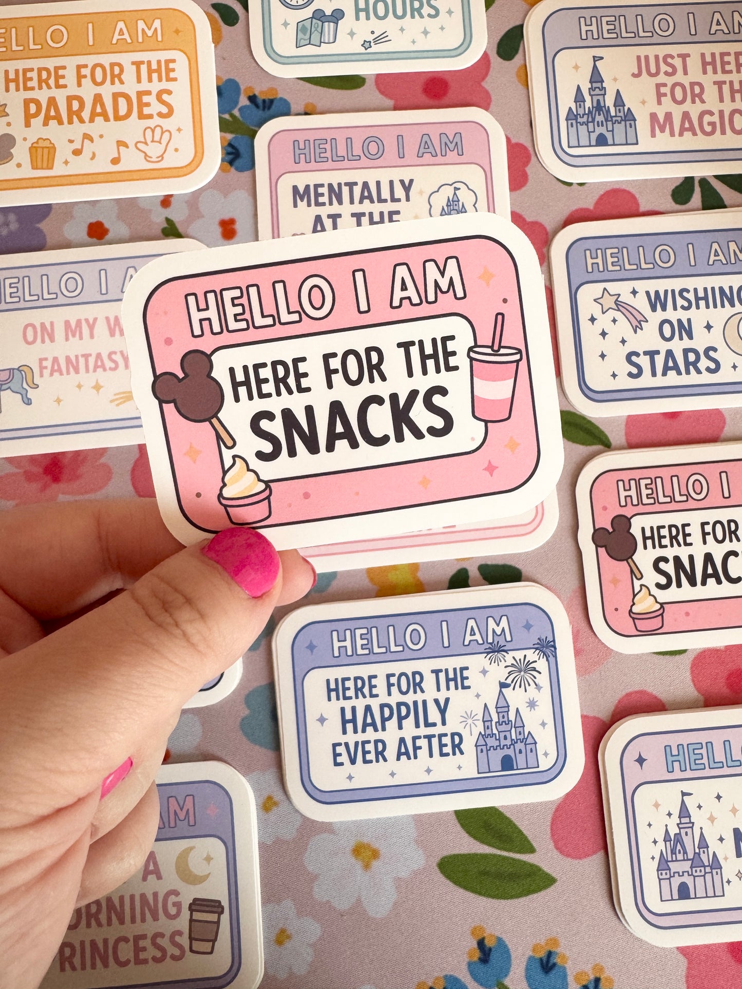 Hello I Am Here For The Snacks Pink Vinyl Sticker