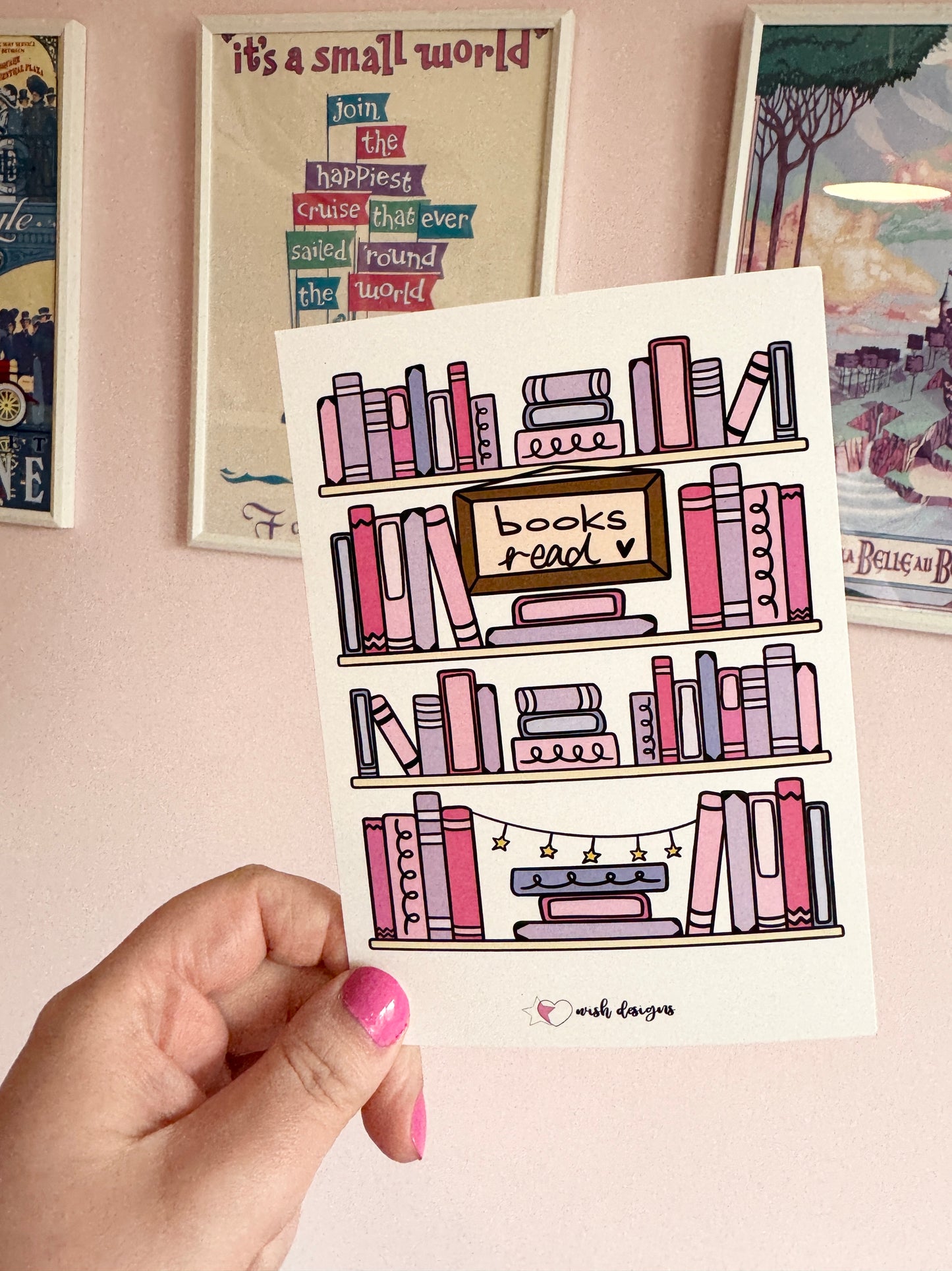 Books Read Postcard (Pinks)