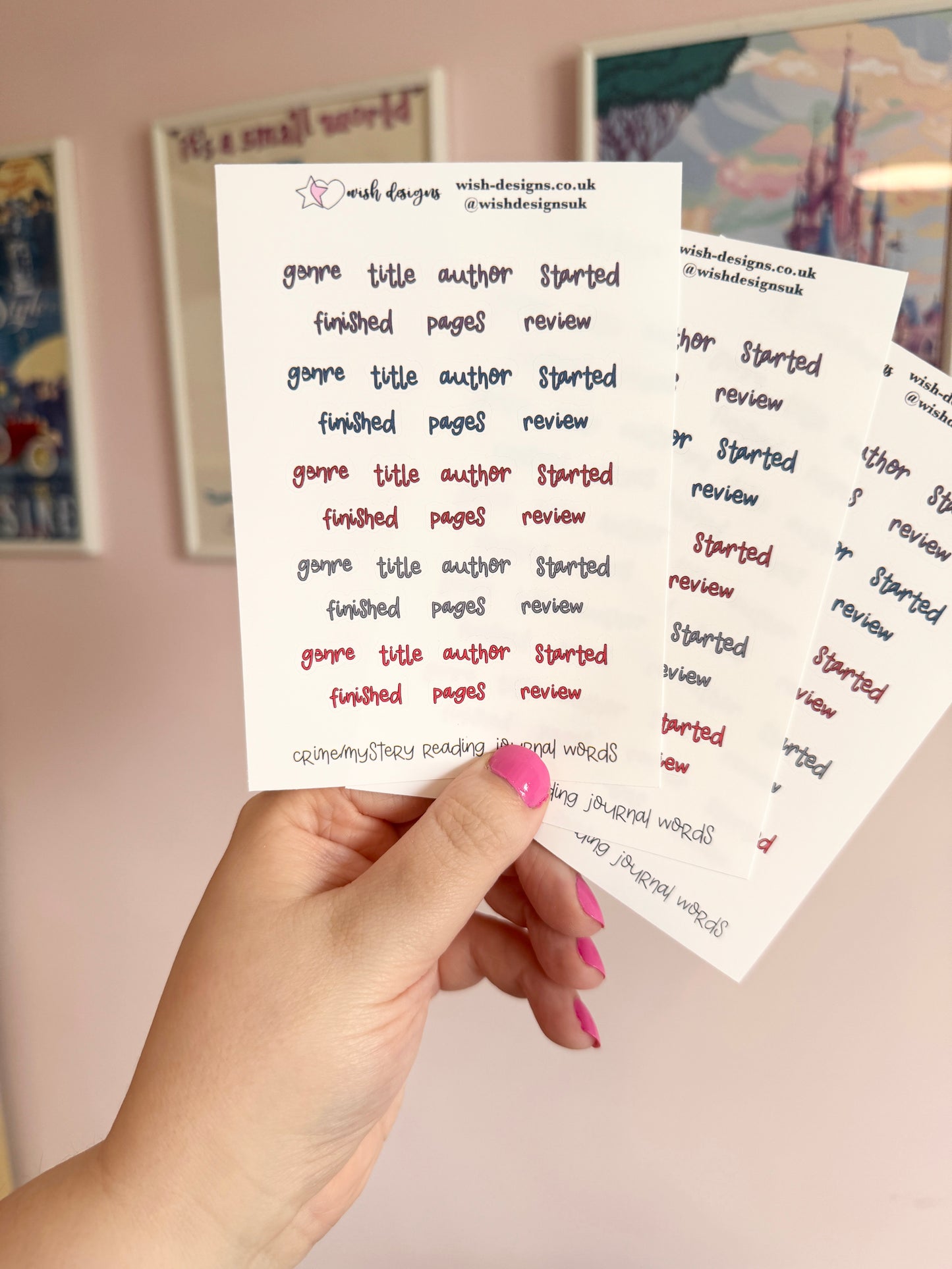 Crime/Mystery Reading Journal Words Vinyl Sticker Sheet
