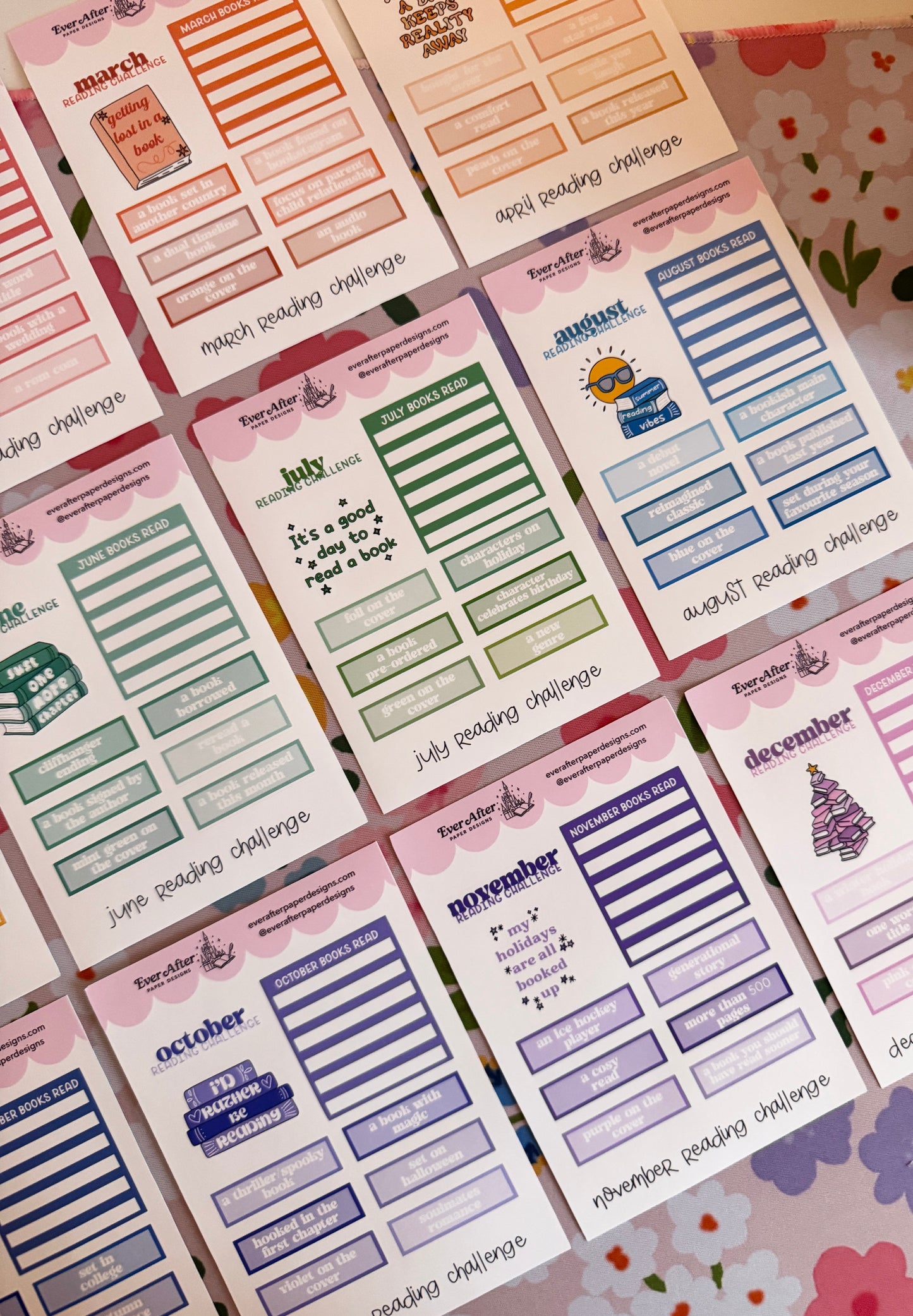 Monthly Reading Challenge Sticker Sheet