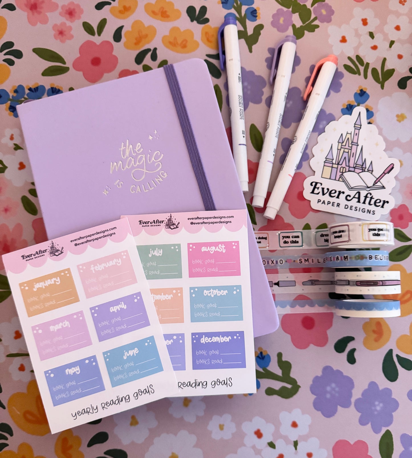 Pastel Yearly Reading Goals Sticker Sheet