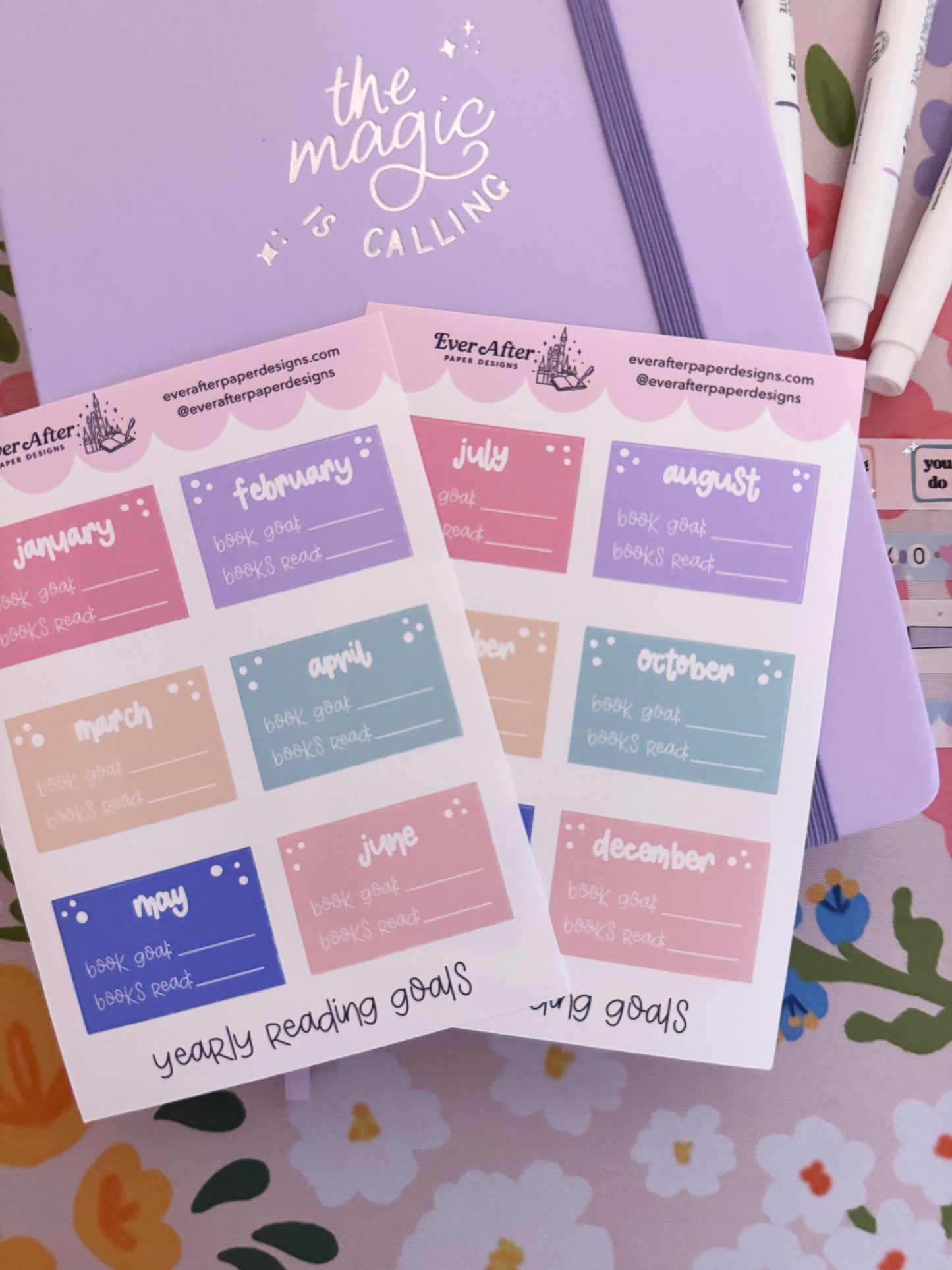Yearly Reading Goals Sticker Sheets