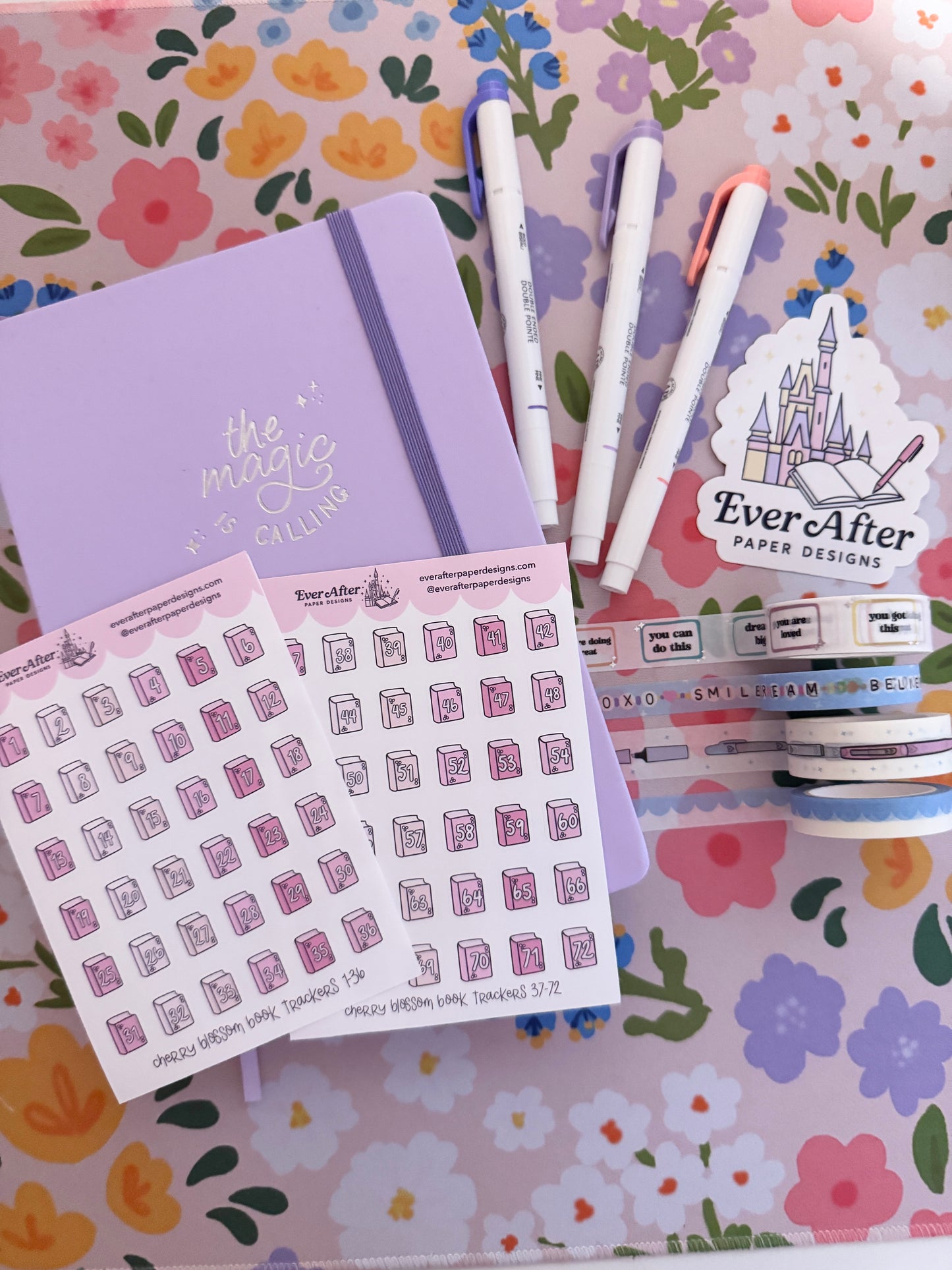 Cherry Blossom Book Trackers Sticker Sheet