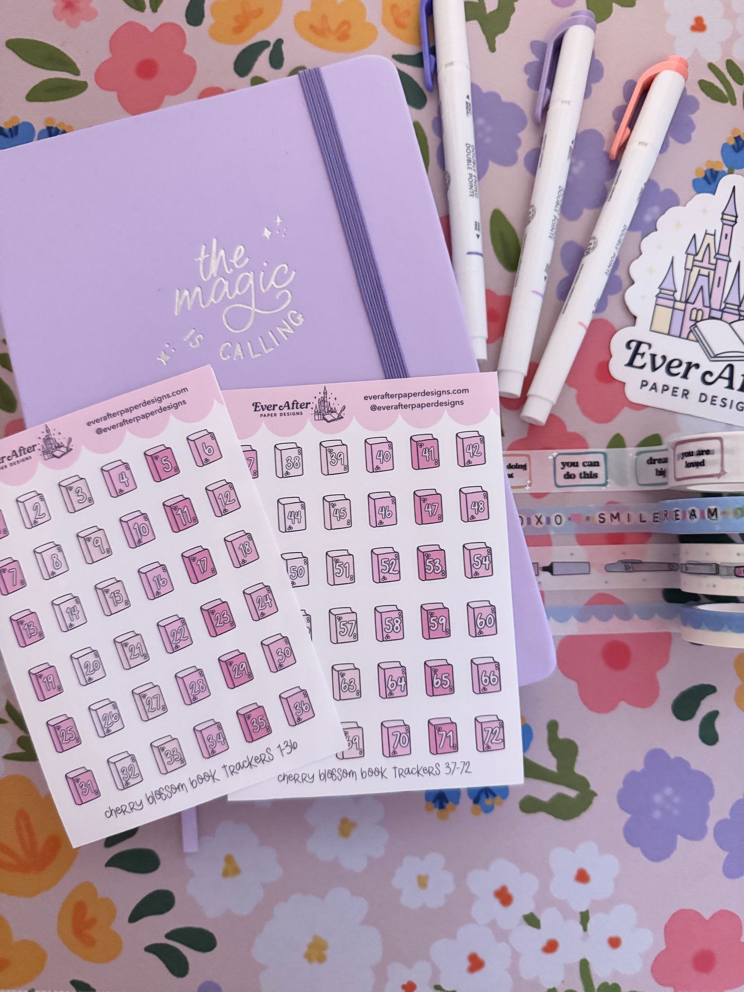Cherry Blossom Book Trackers Sticker Sheet