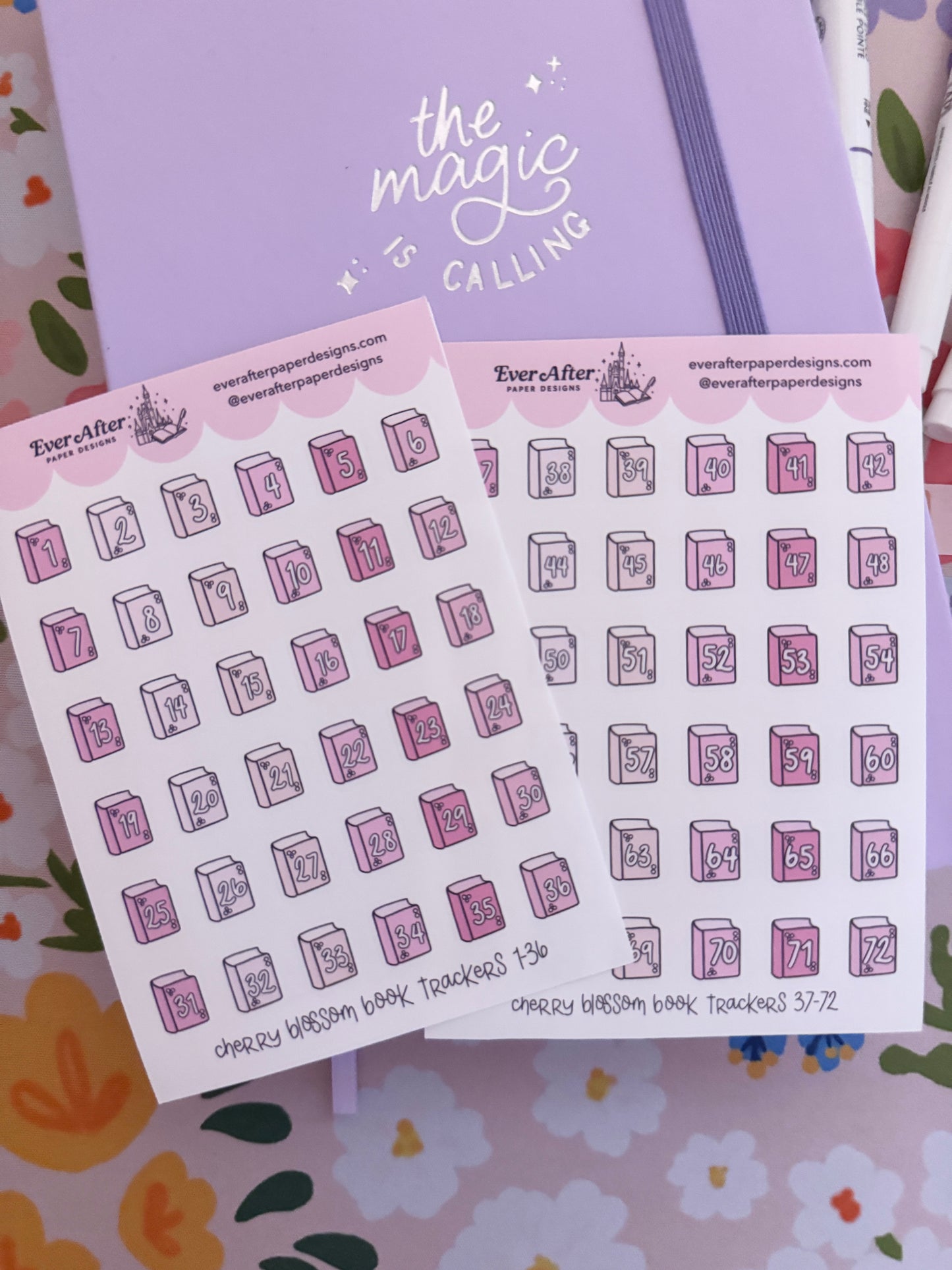 Cherry Blossom Book Trackers Sticker Sheet