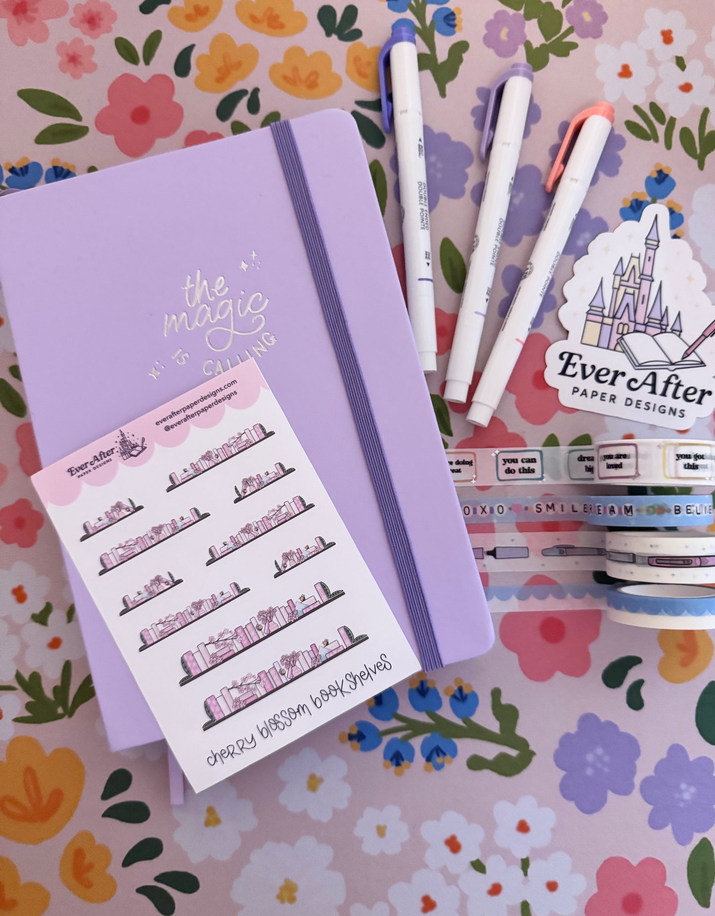 Cherry Blossom Bookshelves Sticker Sheet