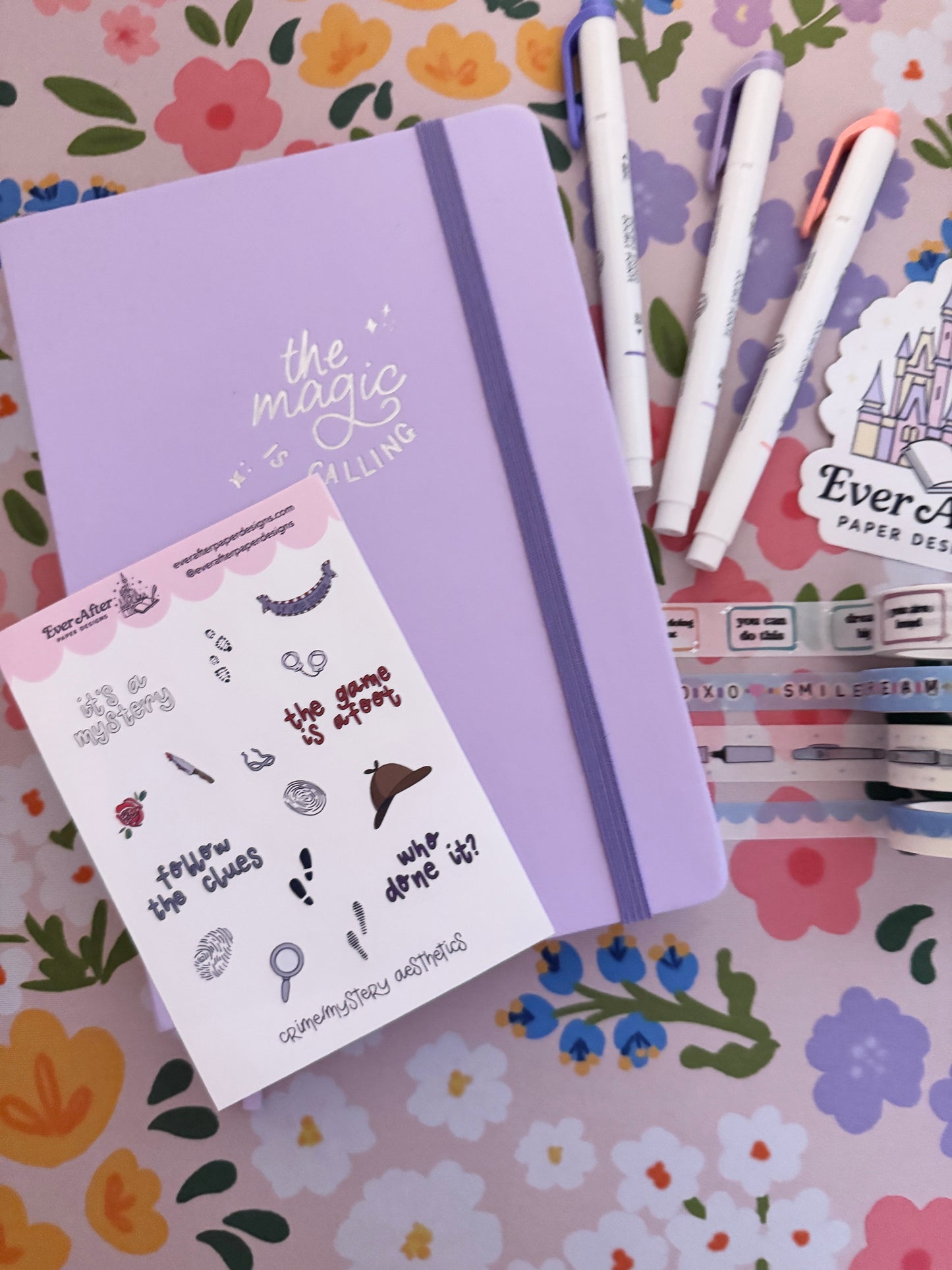 Crime/Mystery Aesthetic Doodles Sticker Sheet