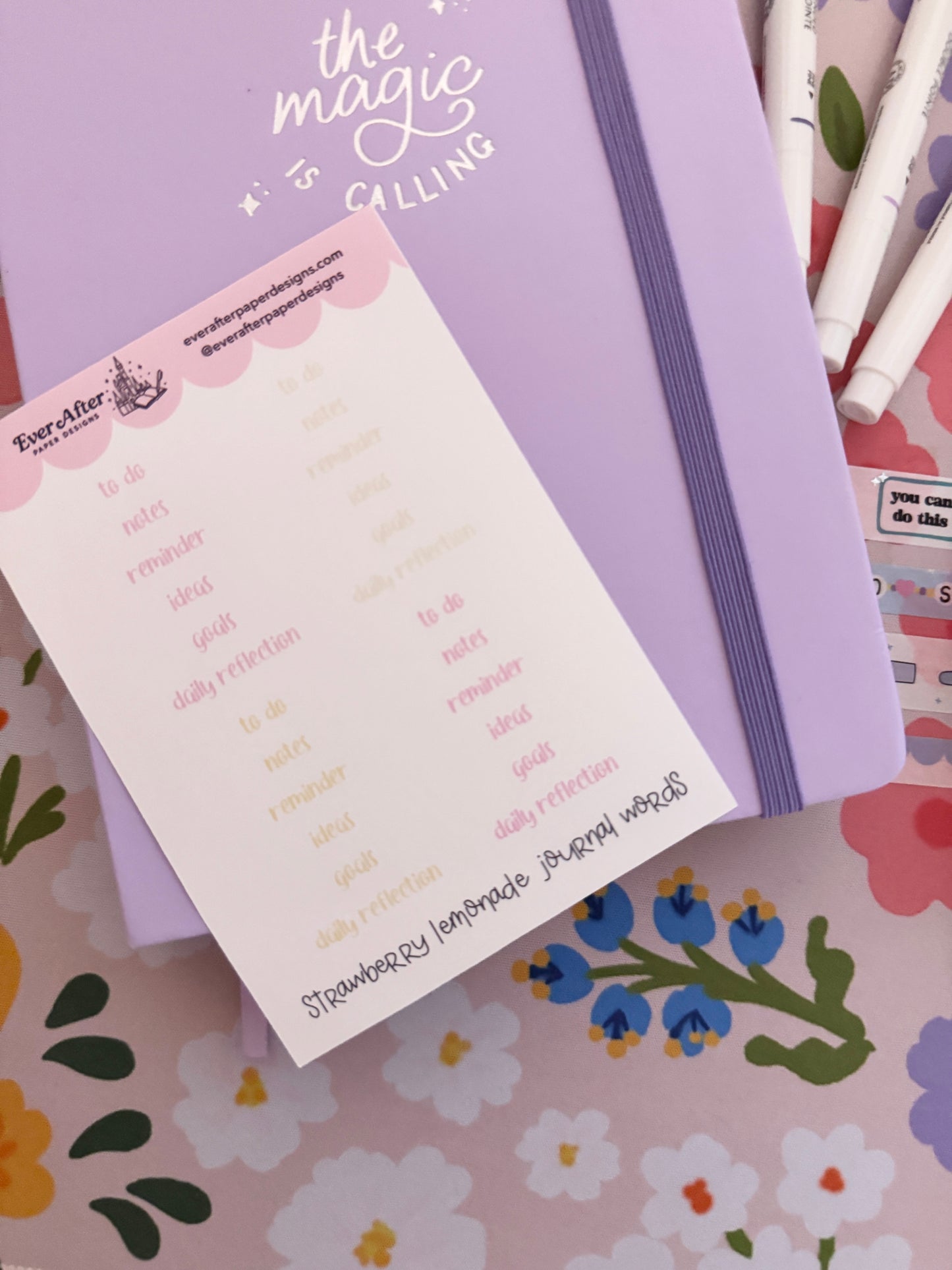 Strawberry Lemonade Journal Words Sticker Sheet