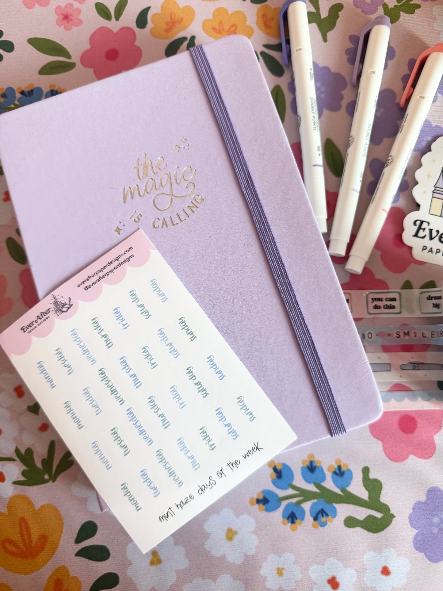 Mint Haze Days of the Week Sticker Sheet