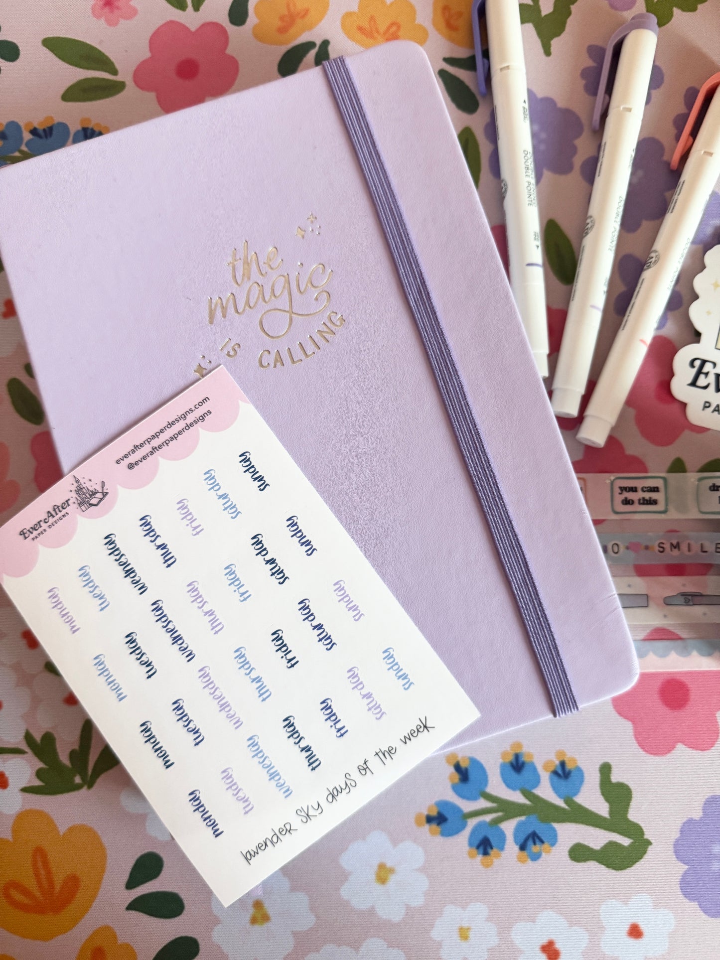 Lavender Sky Days of the Week Sticker Sheet