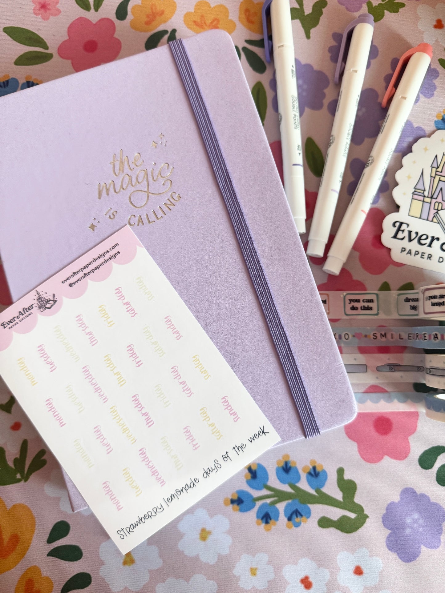 Strawberry Lemonade Days of the Week Sticker Sheet