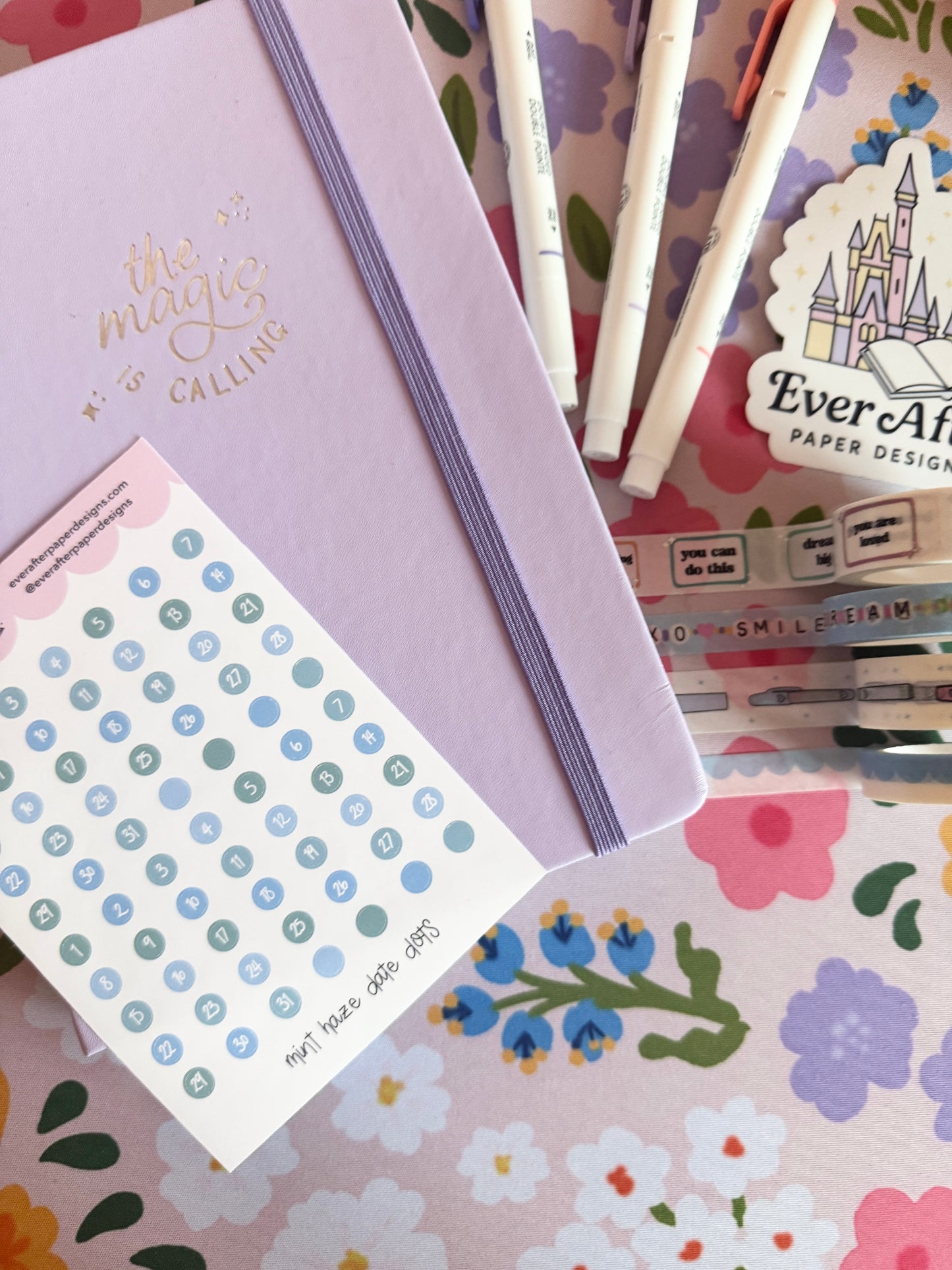 Mint Haze Date Dots Sticker Sheet