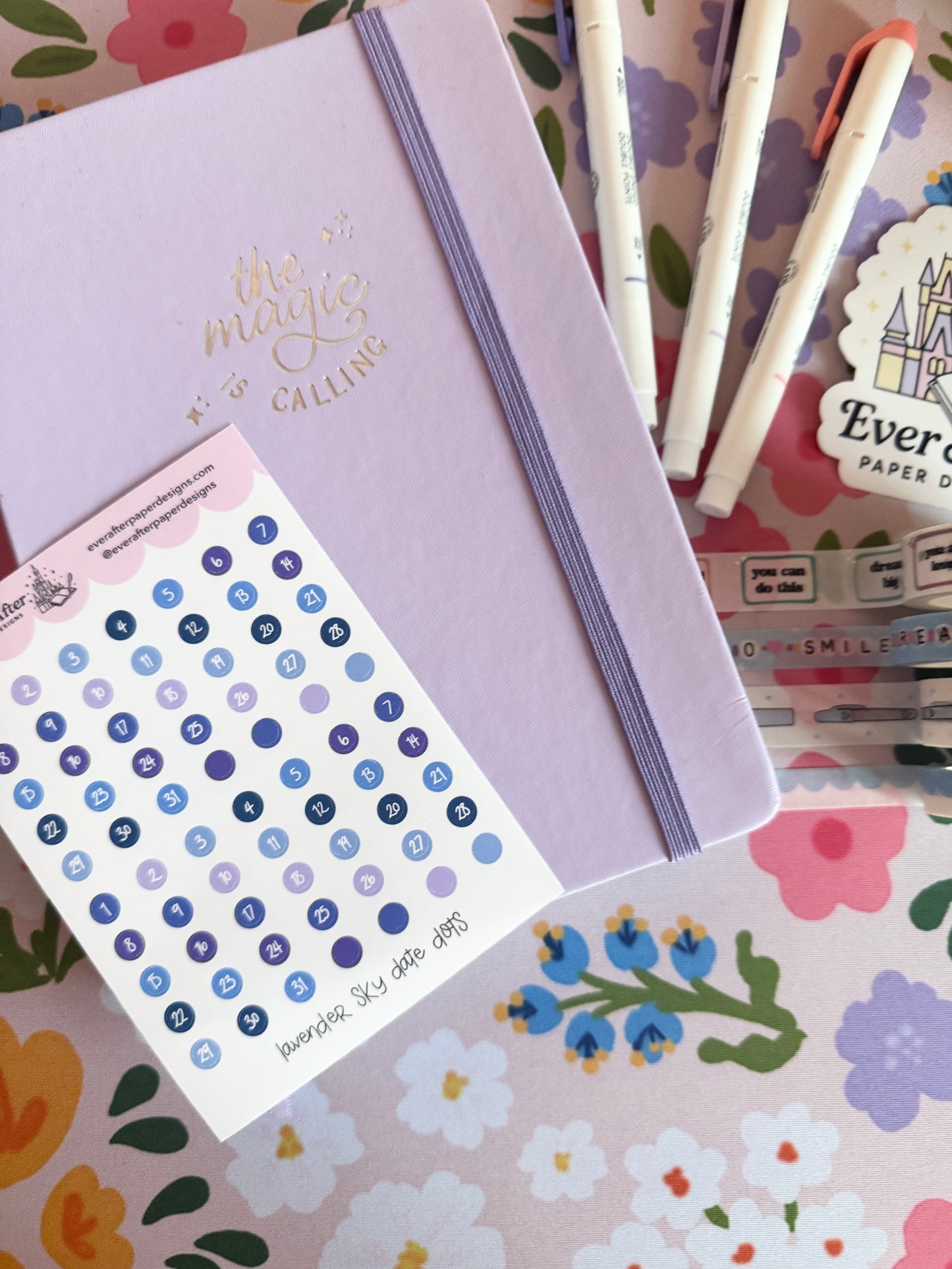 Lavender Sky Date Dots Sticker Sheet