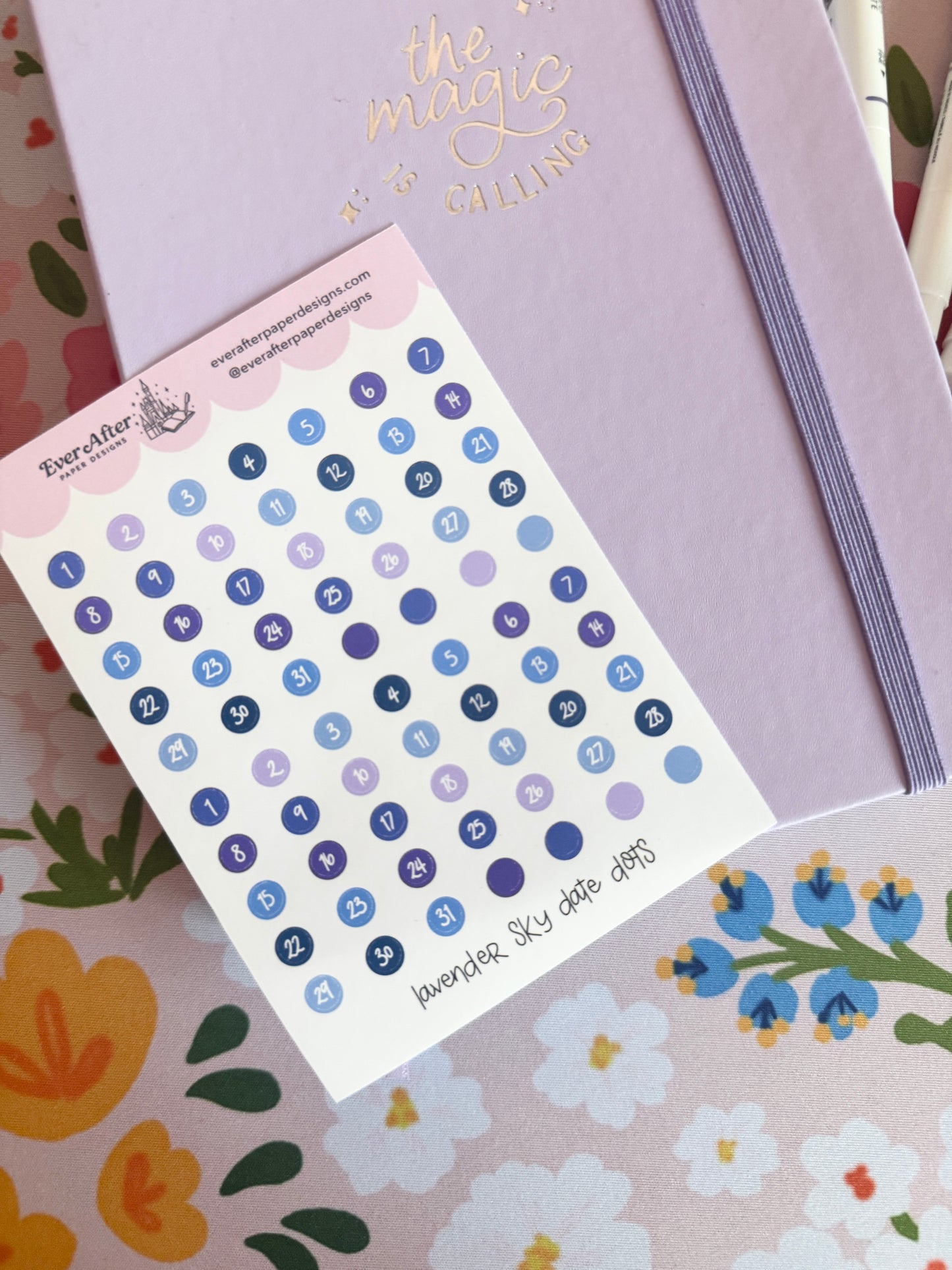 Lavender Sky Date Dots Sticker Sheet