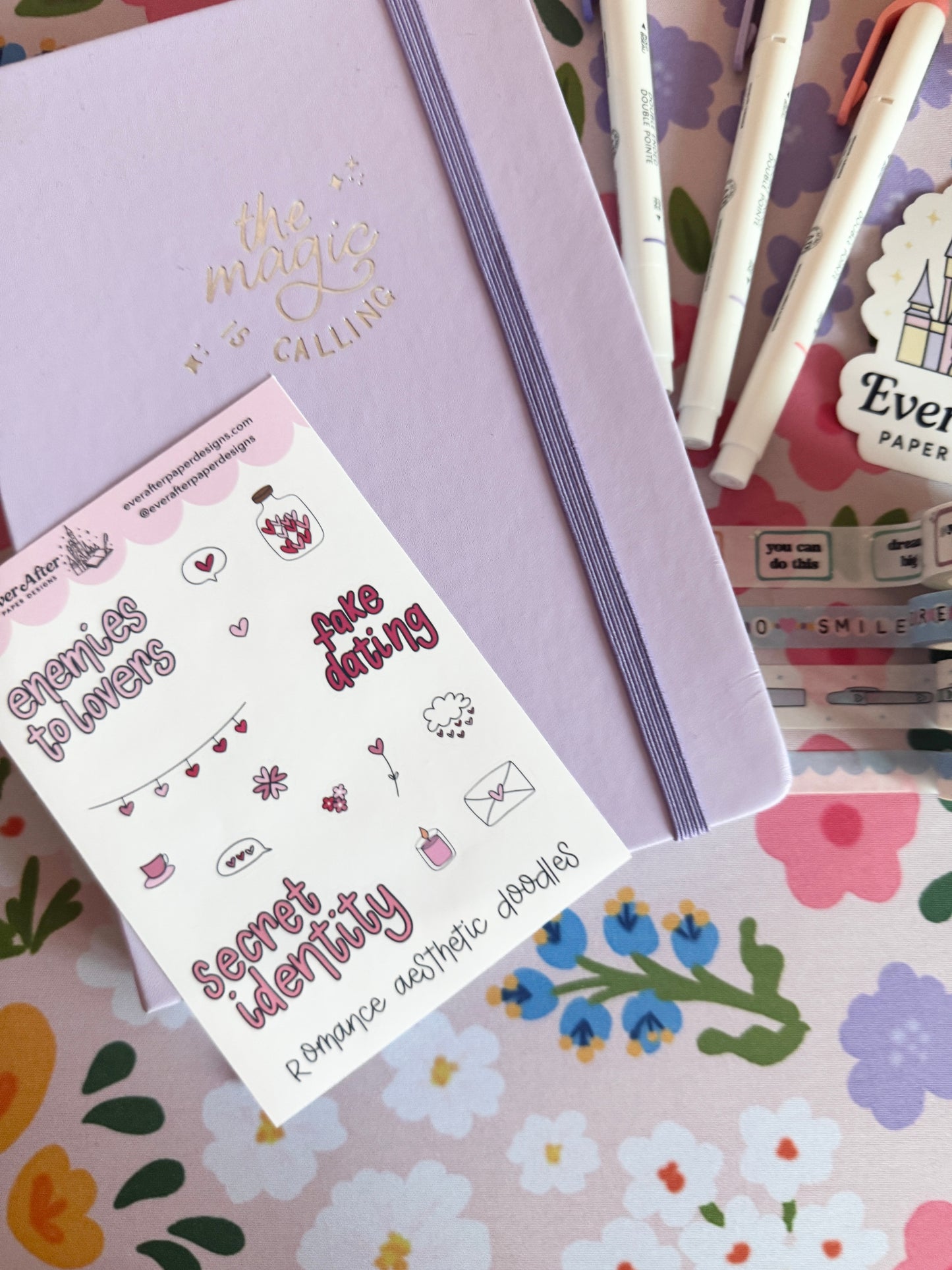 Romance Books Aesthetic Doodles Sticker Sheet