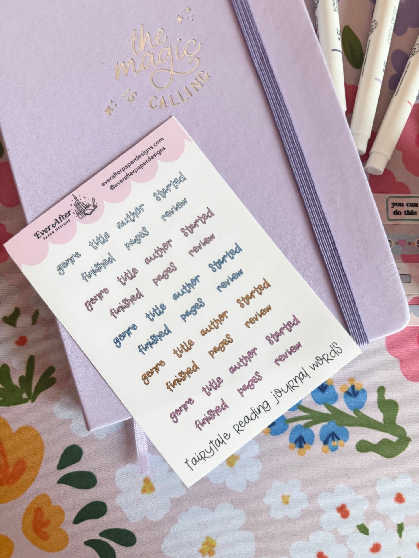 Fairytale Reading Journal Words Sticker Sheet