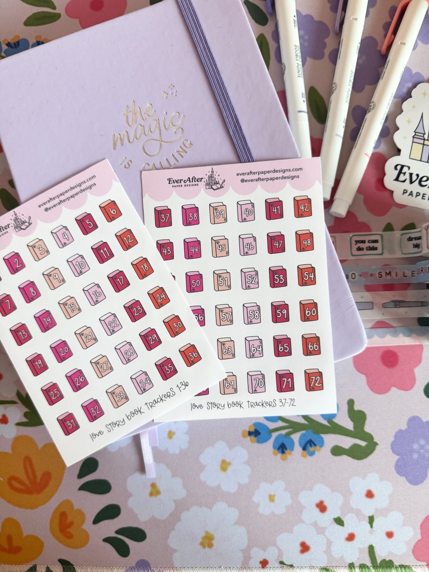 Love Story Book Trackers Sticker Sheet