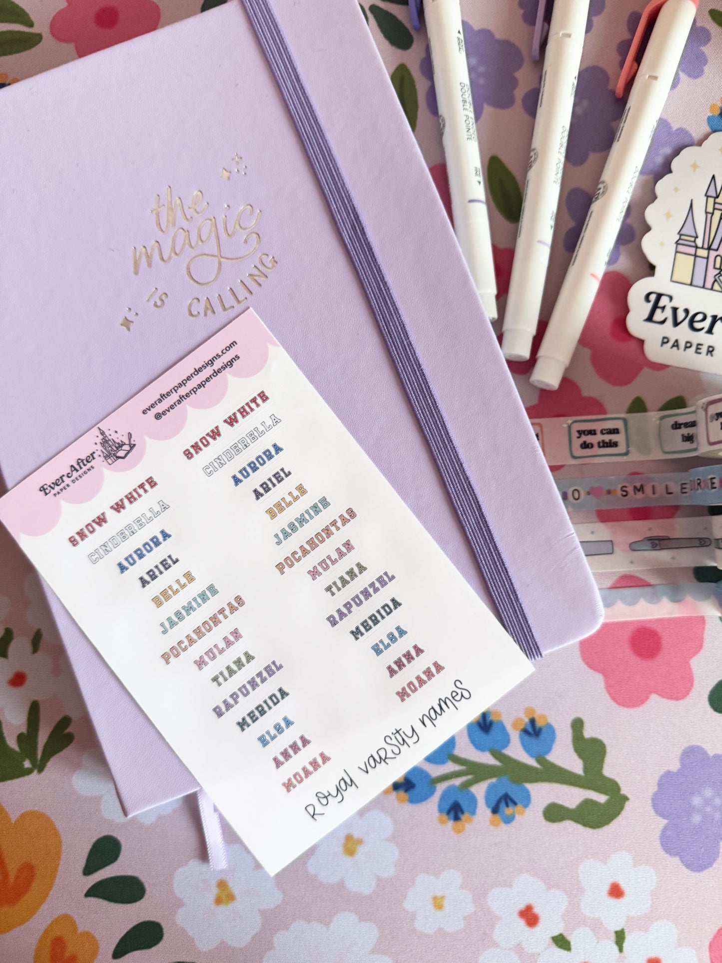 Royal Varsity Names Sticker Sheet