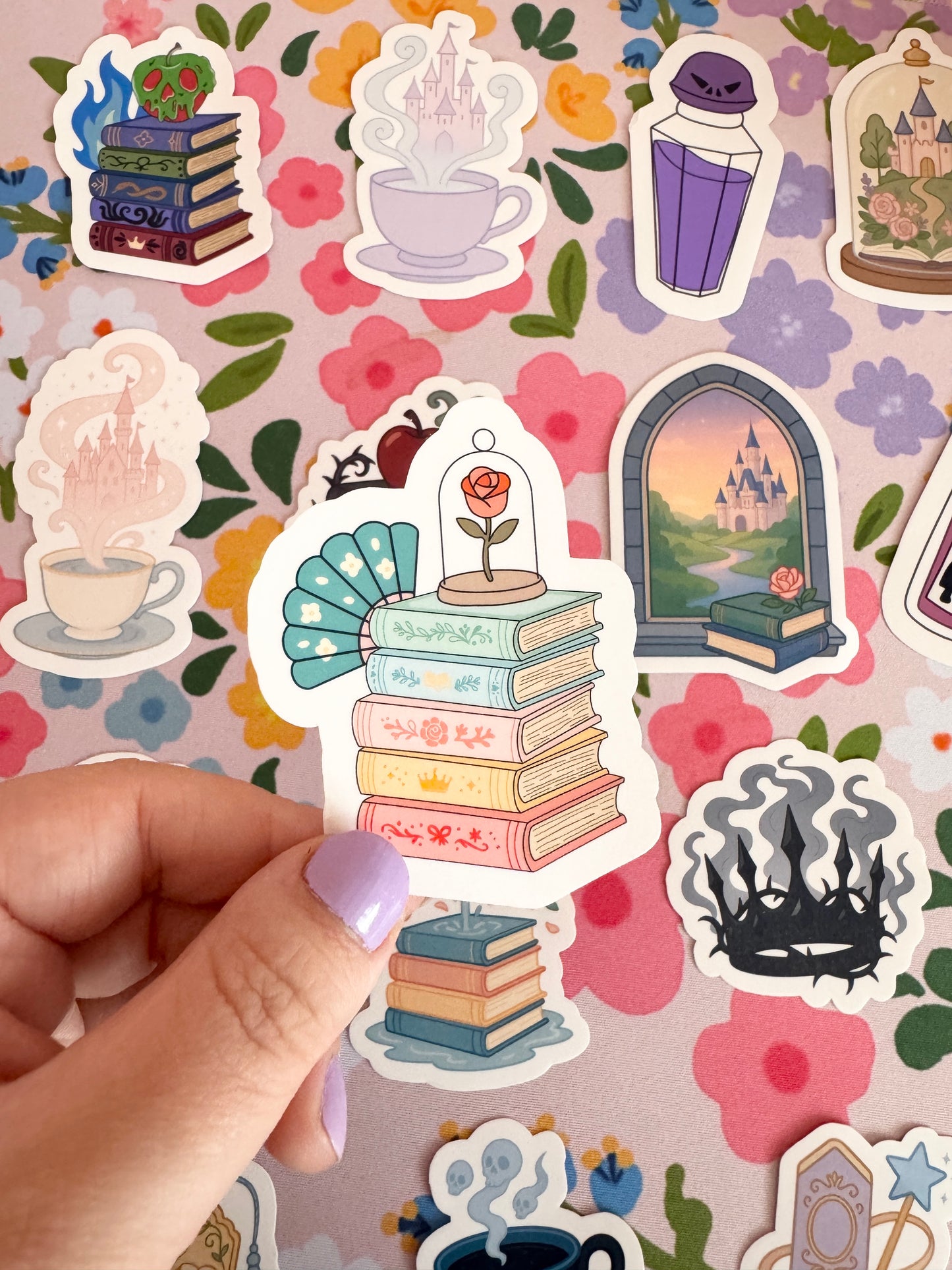Princess Book Stack Clear Sticker