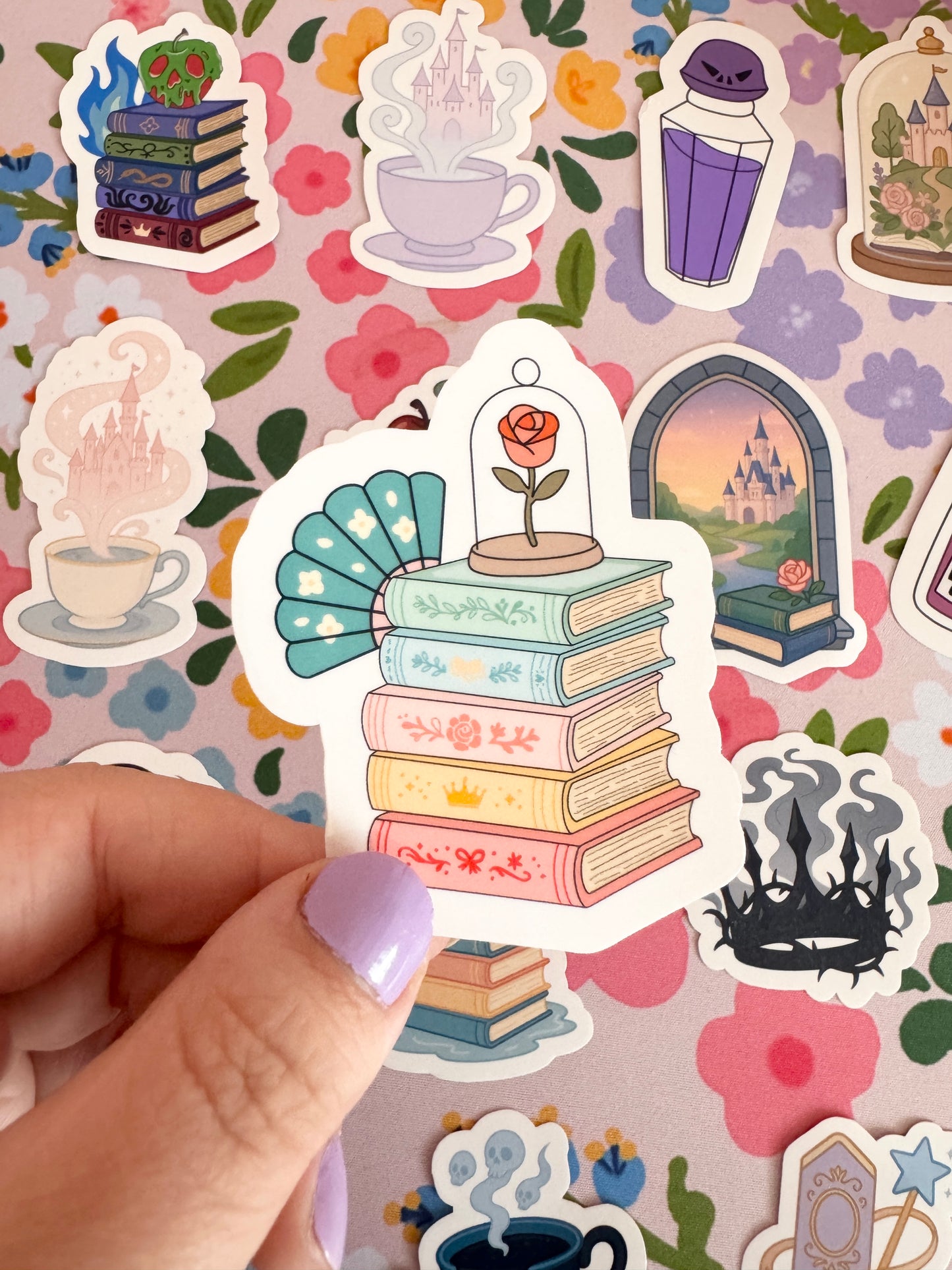 Princess Book Stack Clear Sticker