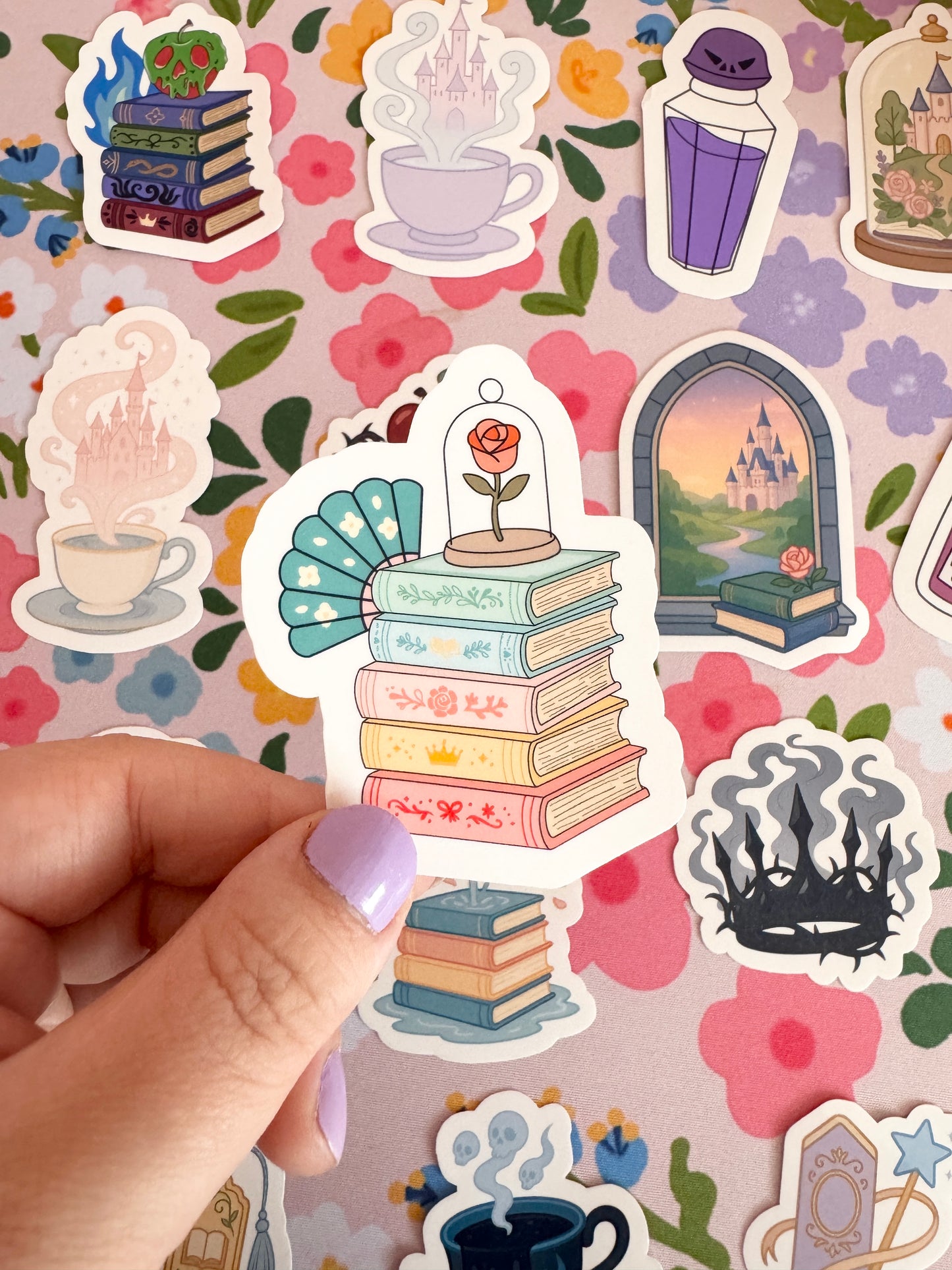 Princess Book Stack Clear Sticker