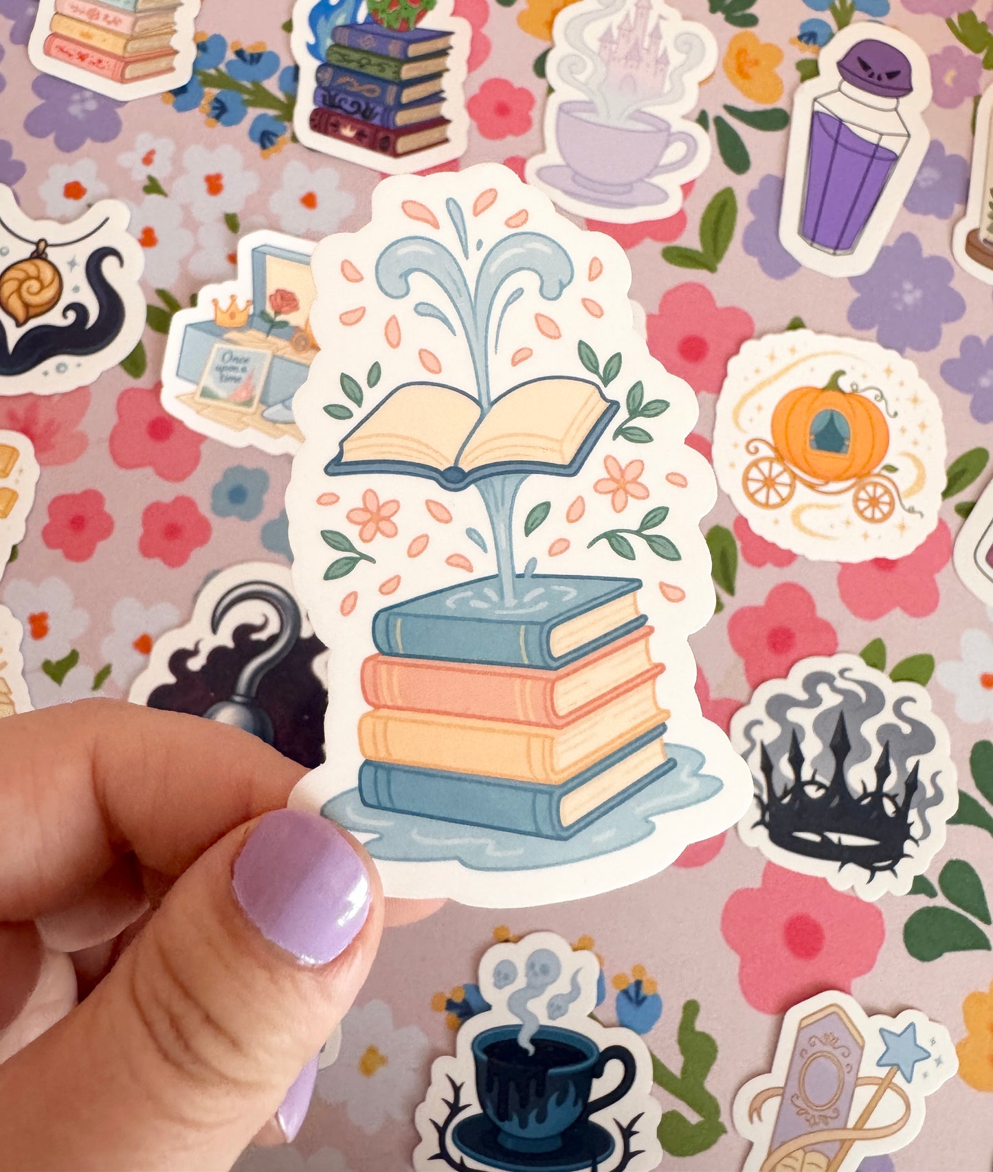 Princess Fountain of Books Clear Sticker
