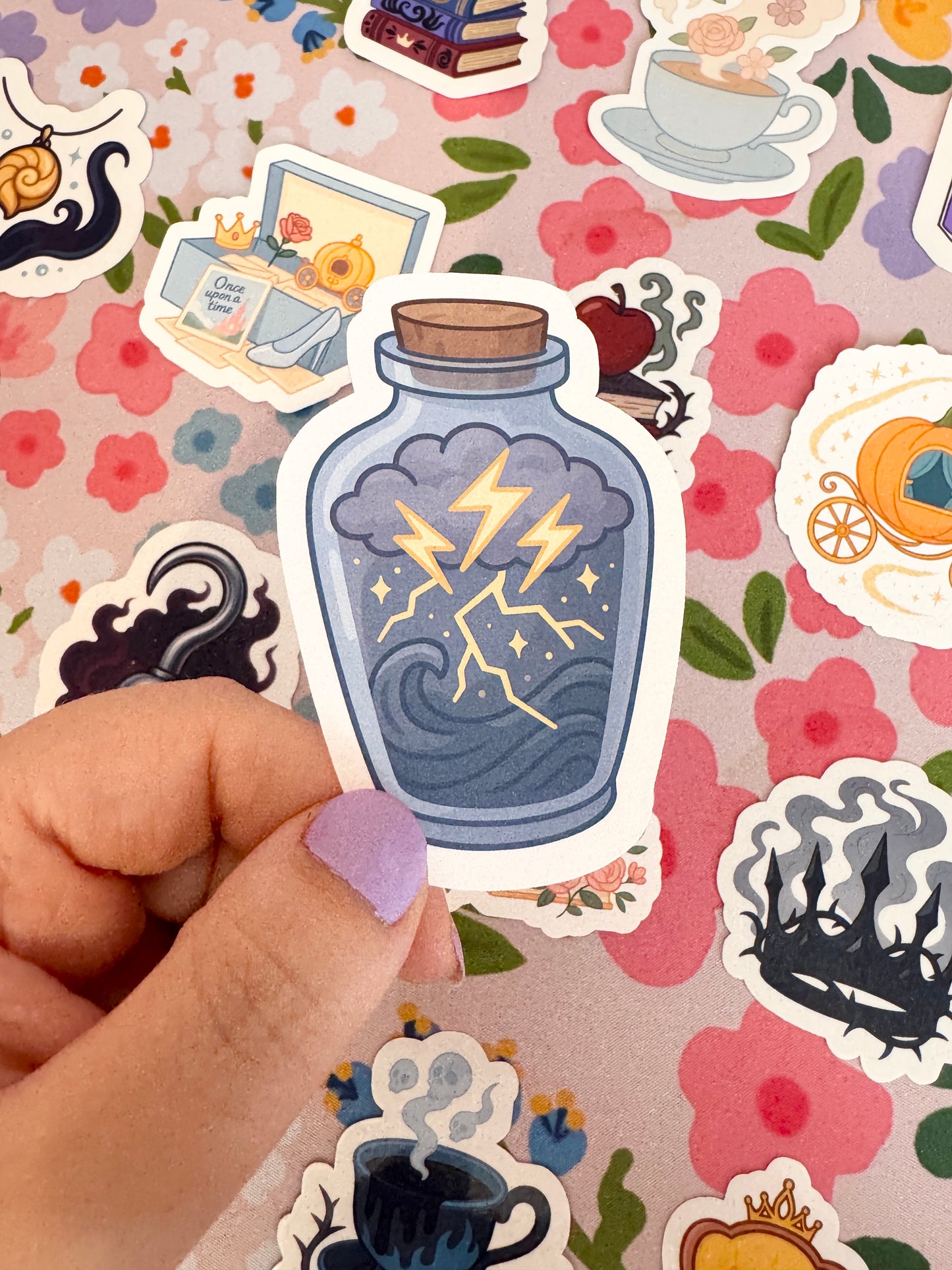 Villains Thunder/Lightning Glass Jar Clear Sticker