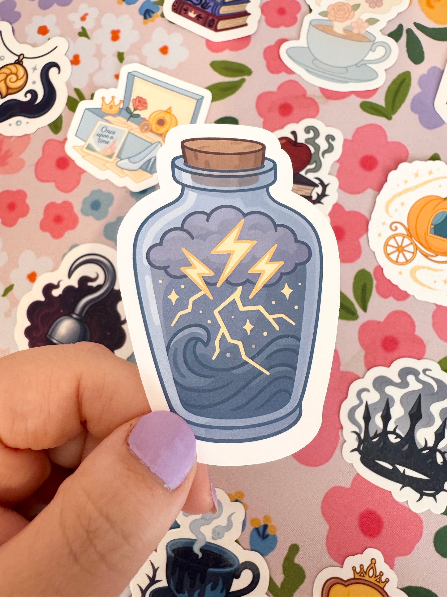 Villains Thunder/Lightning Glass Jar Clear Sticker