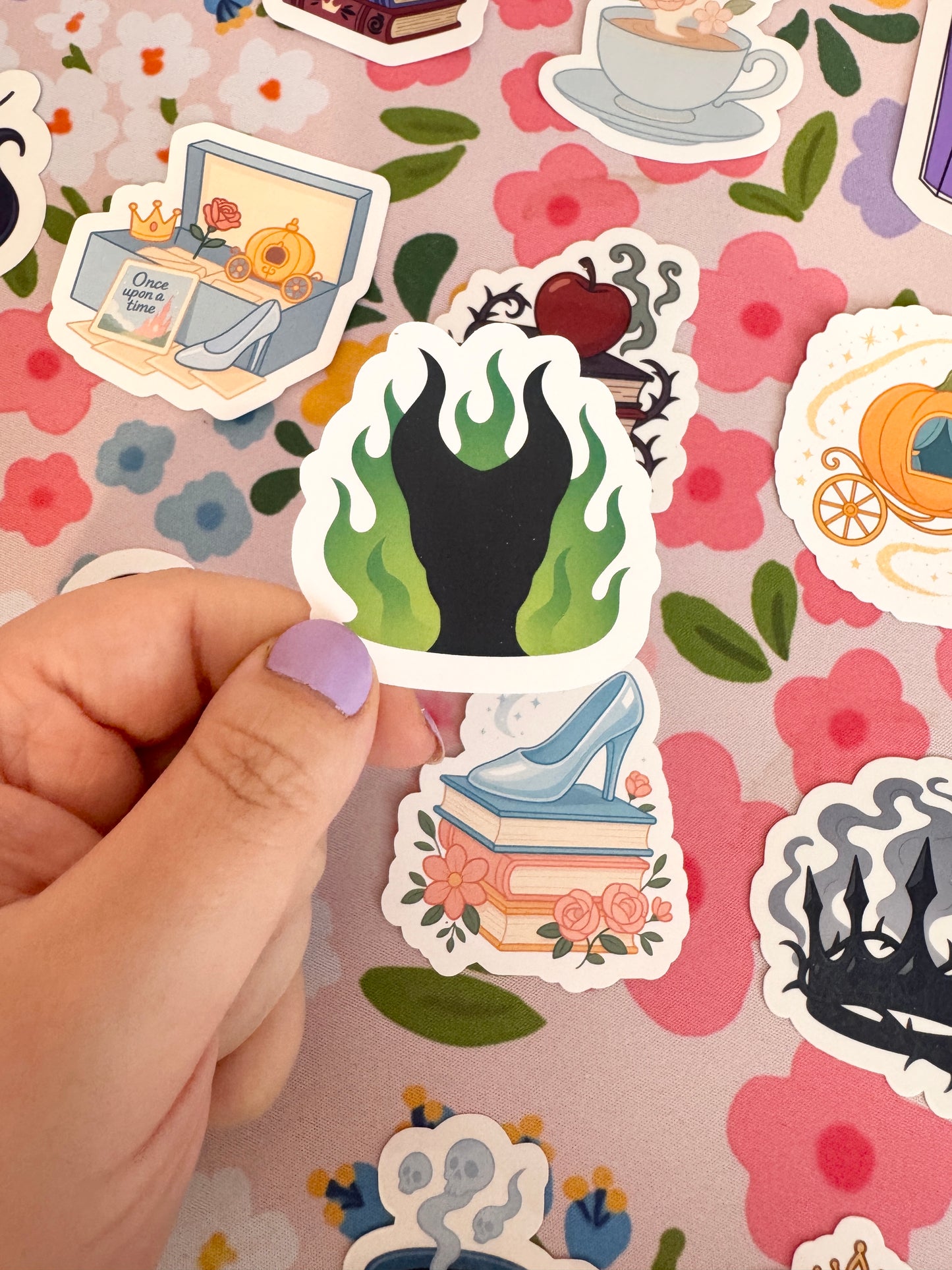 Villains Queen & Green Flames Clear Sticker
