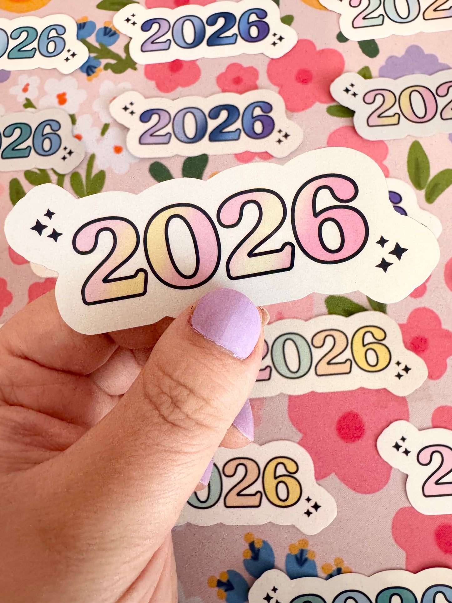 2026 Strawberry Lemonade Gradient Holographic Sticker