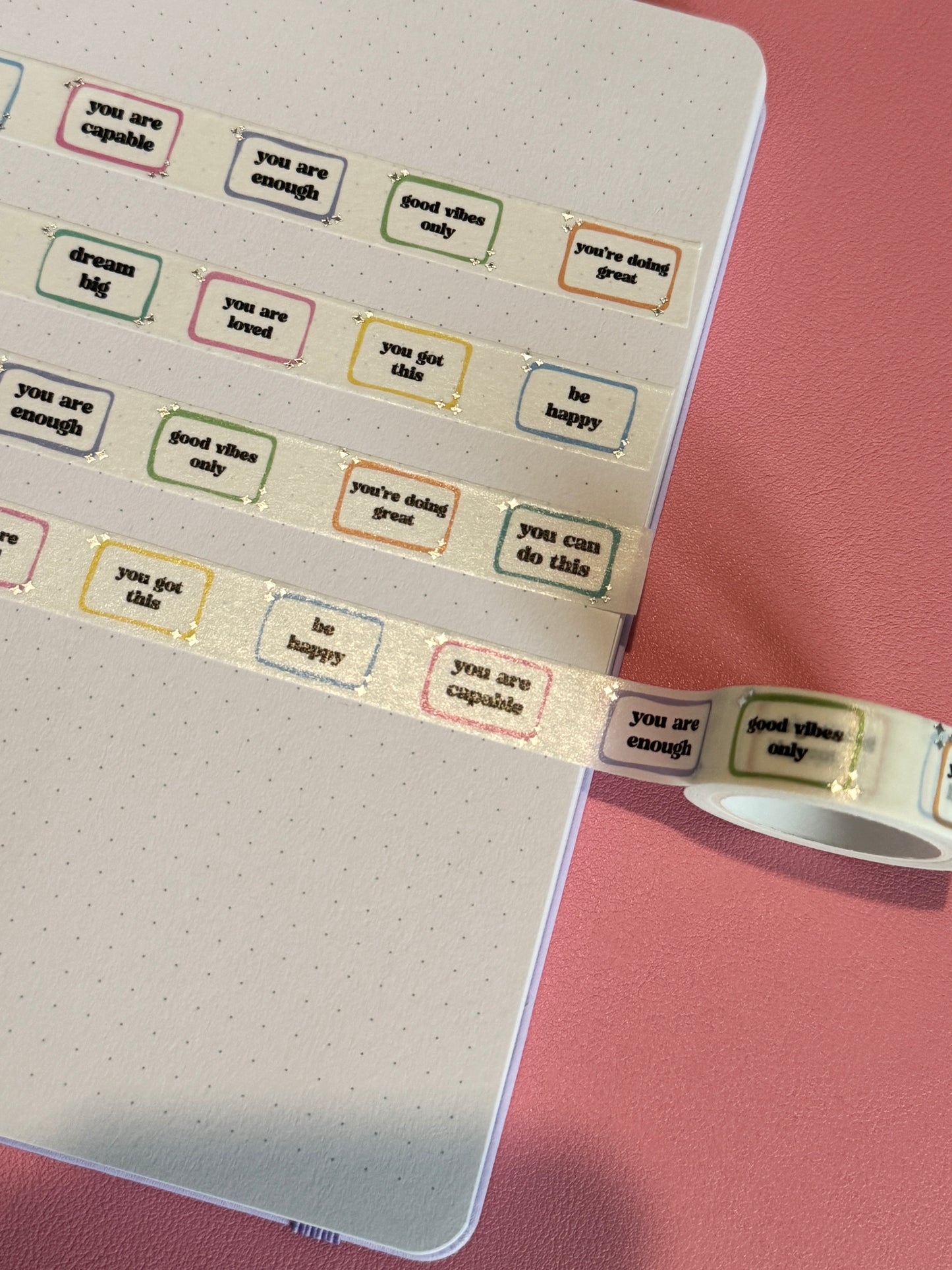 15mm Foiled Motivational Quotes Washi Tape