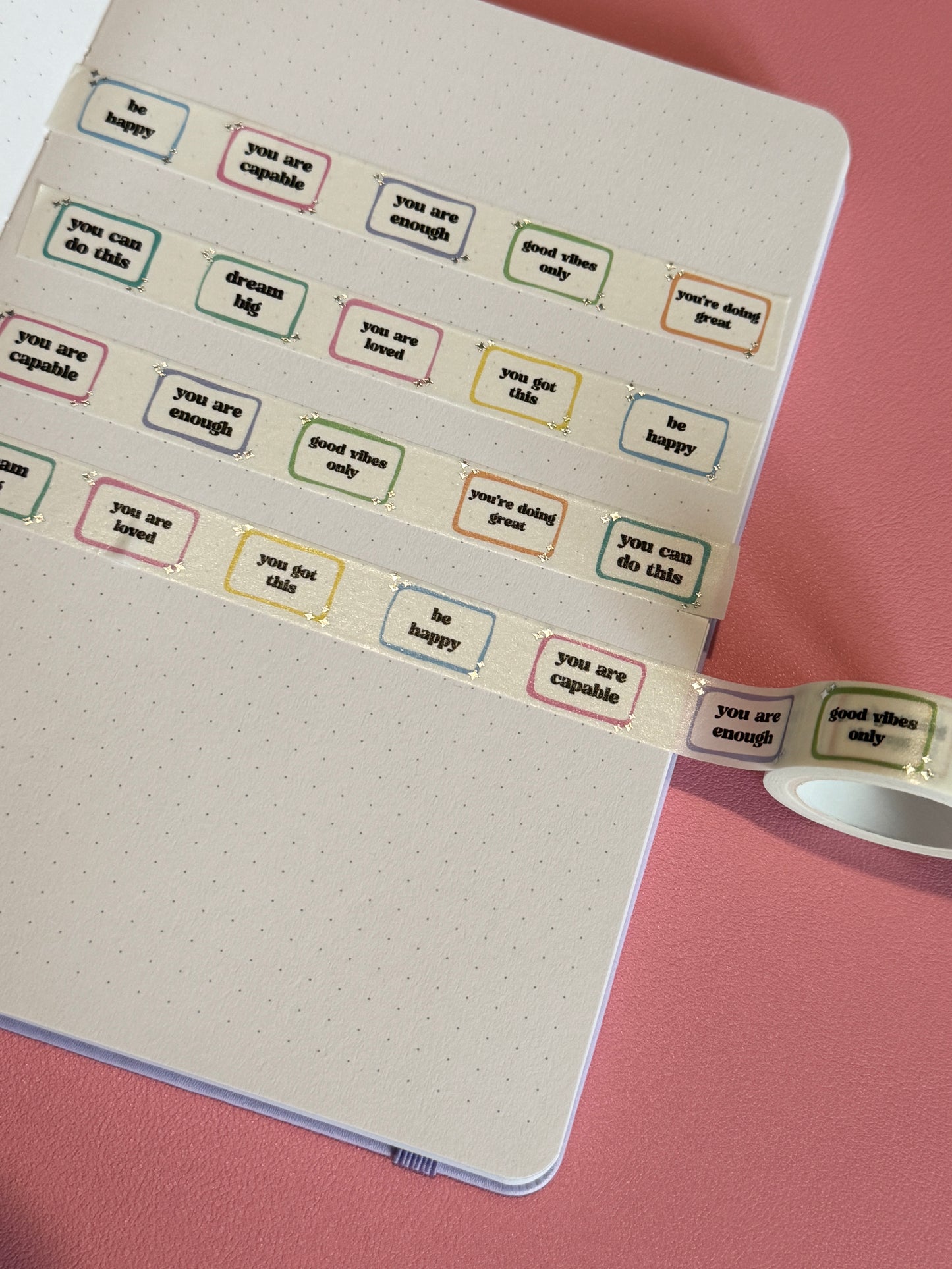 15mm Foiled Motivational Quotes Washi Tape