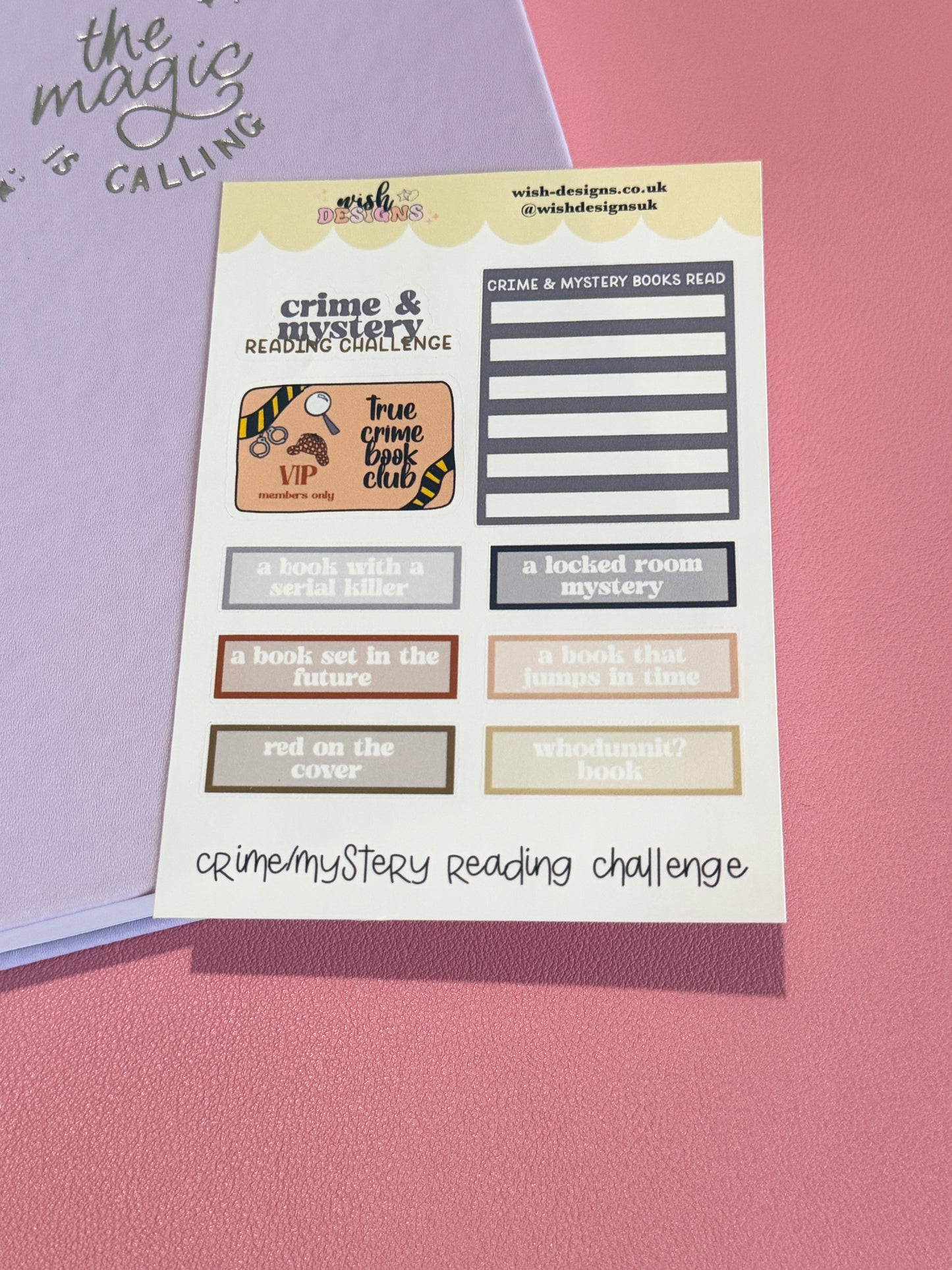 Crime/Mystery Reading Challenge Vinyl Sticker Sheet