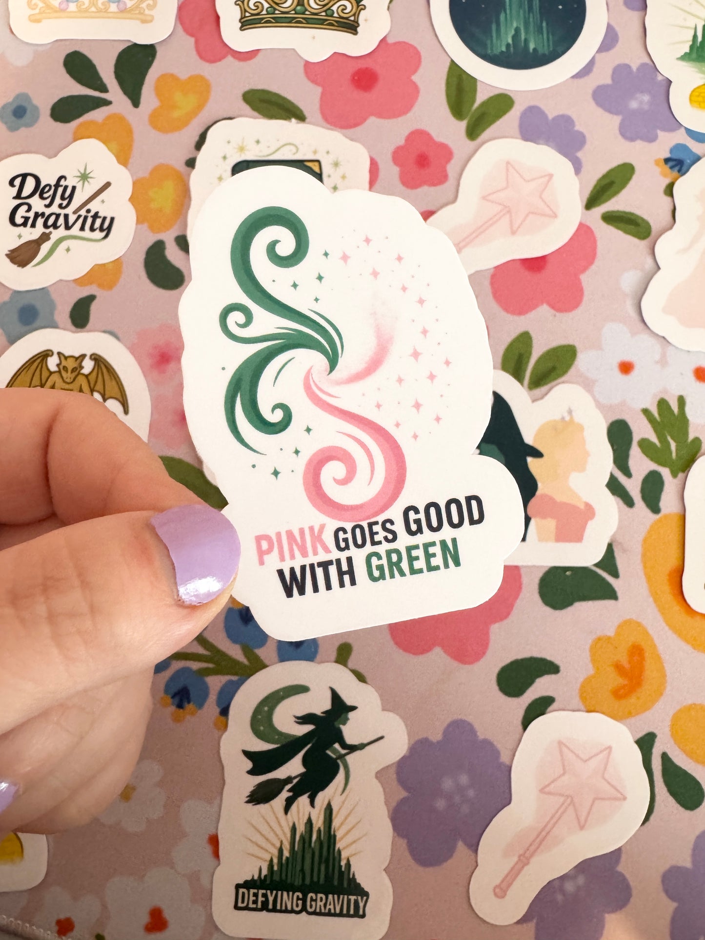 Pink Goes Good With Green Clear Sticker