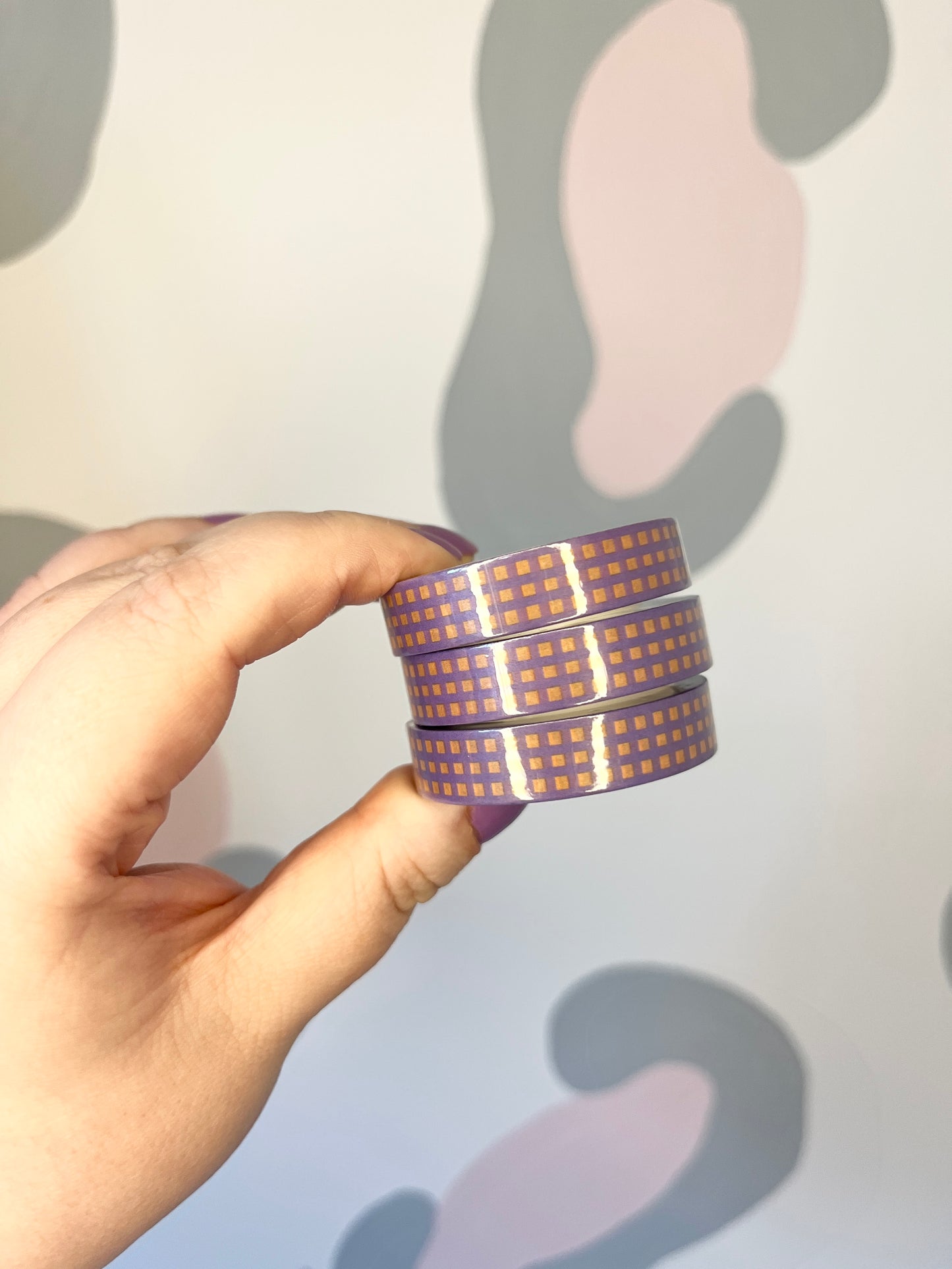 10mm Purple Contrast Check Washi Tape