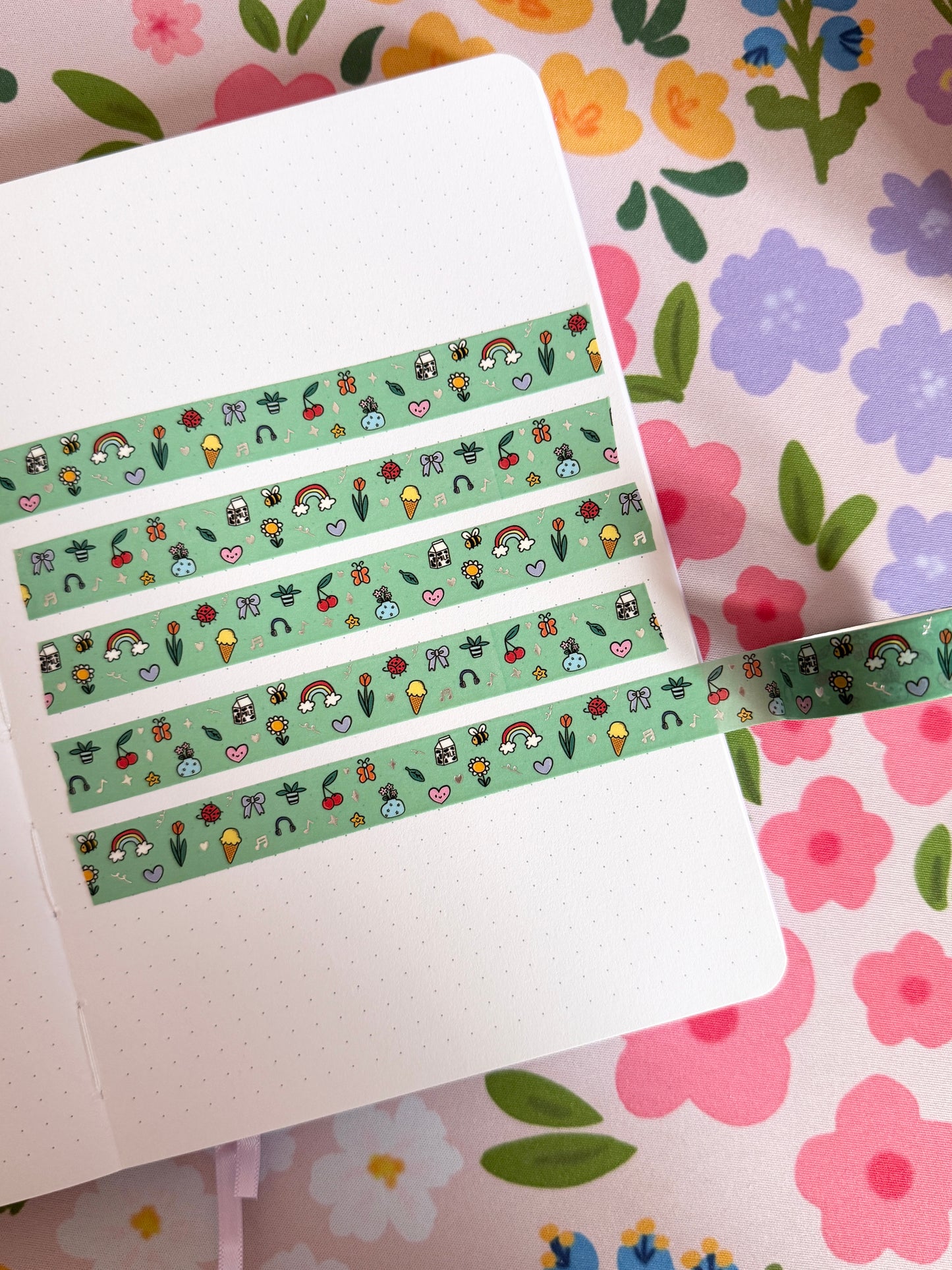 15mm Fresh Start Icons Silver Foiled Washi Tape