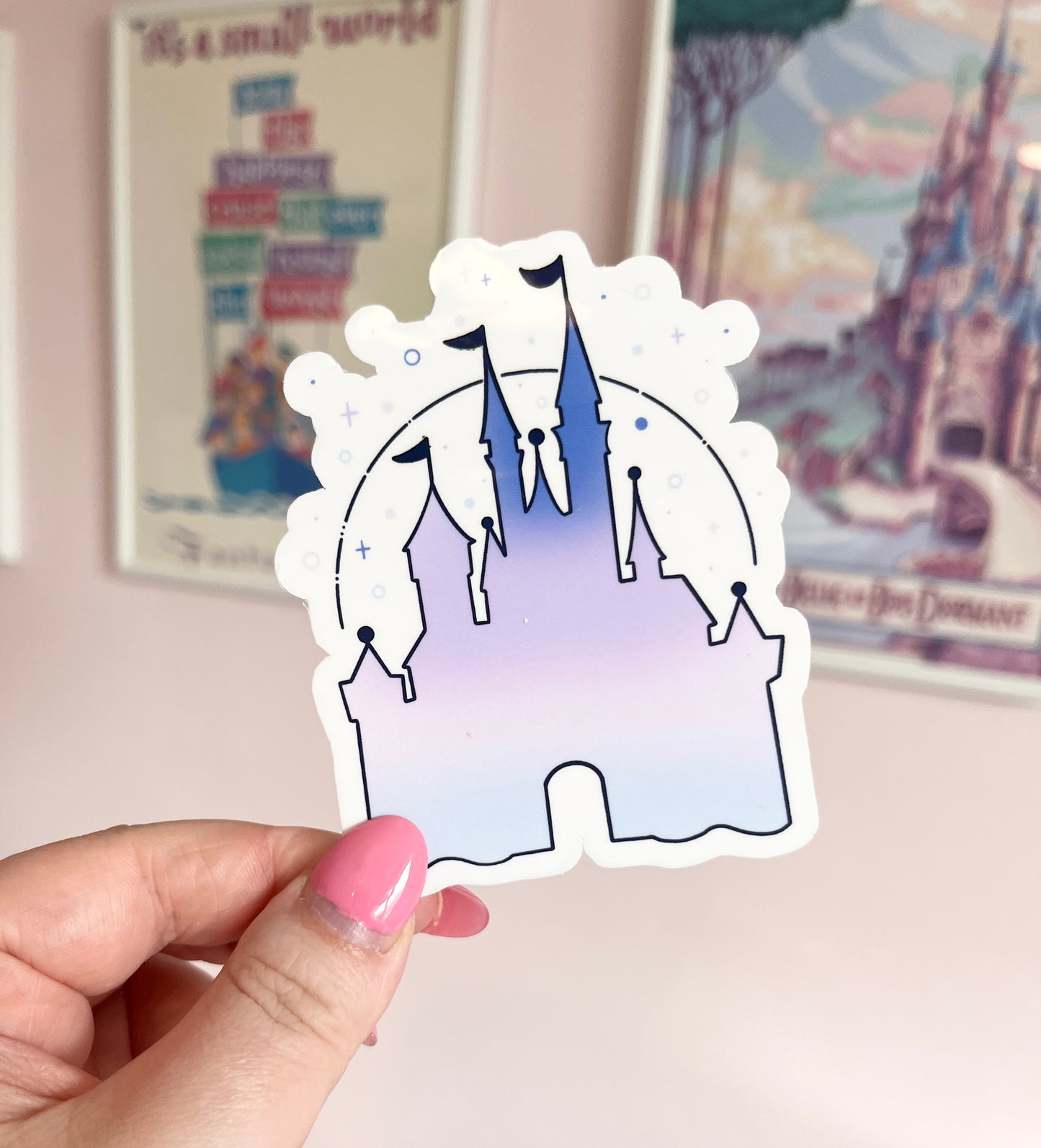 Castle & Fireworks Large Clear Sticker