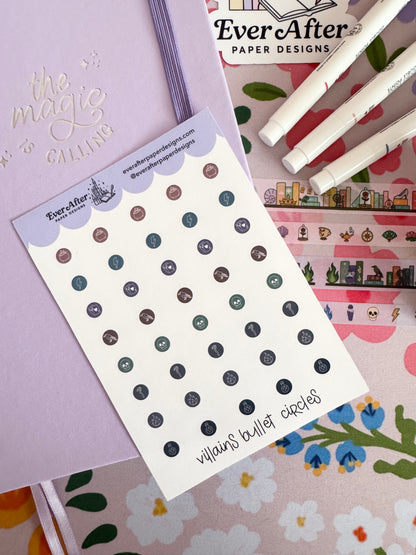 Villains Bullet Circles Sticker Sheet